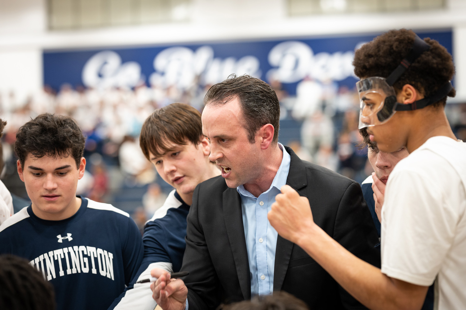  First year head coach Peter Lipka exhorts his troops. (Darin Reed photo)  