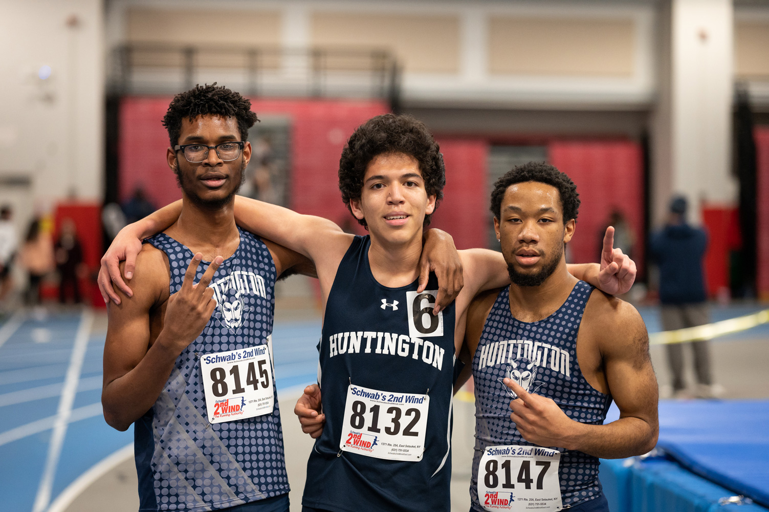  Kender Edouazin, Matteo Armstrong and Jahmar Francis are All-Americans. (Darin Reed photo.)  