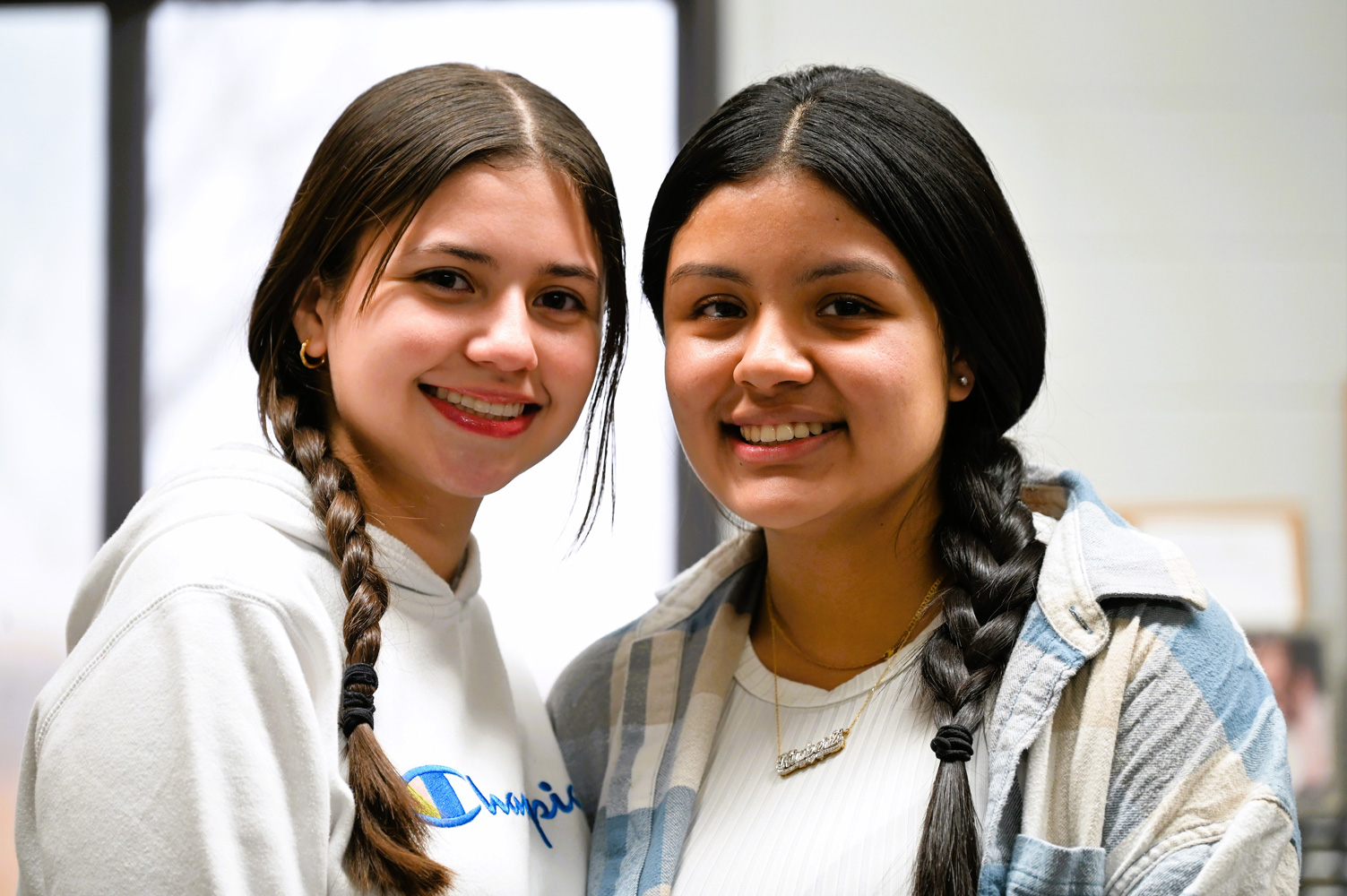  Cristel Hernandez and Kimberly Panameno lead the high school's New World Club   