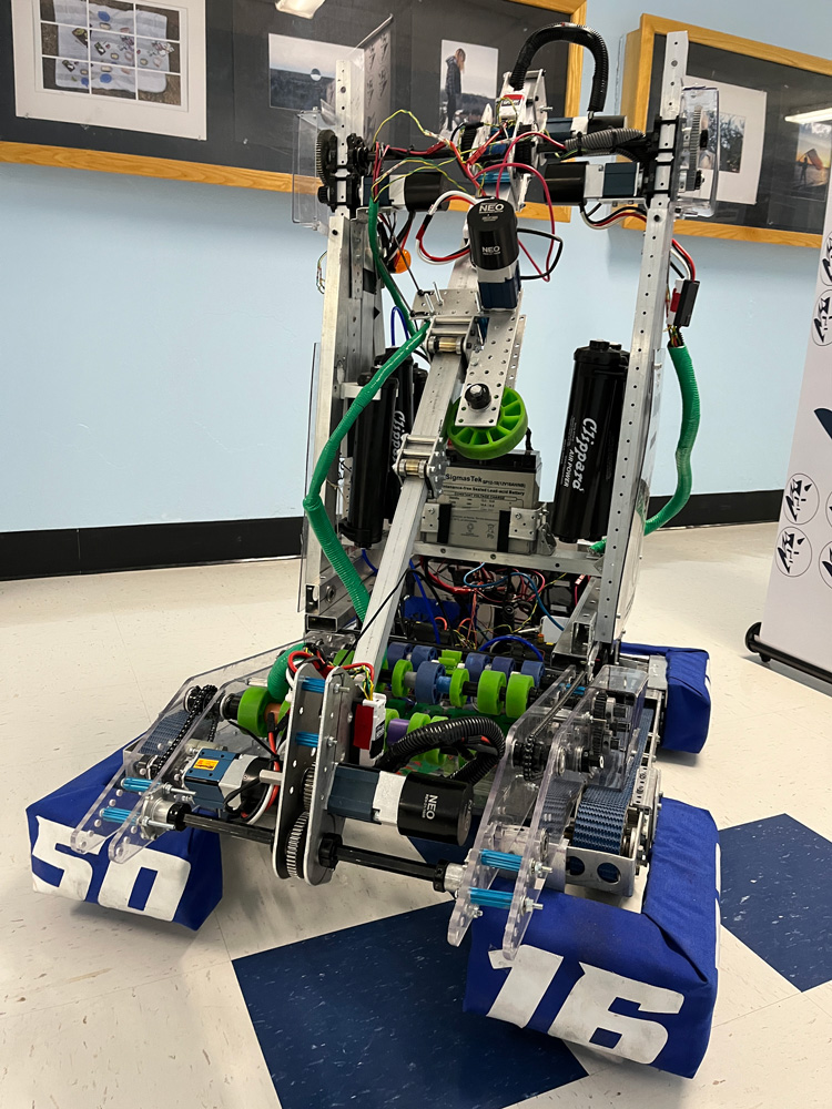  Flower Hill students were fascinated with the high school robot.  