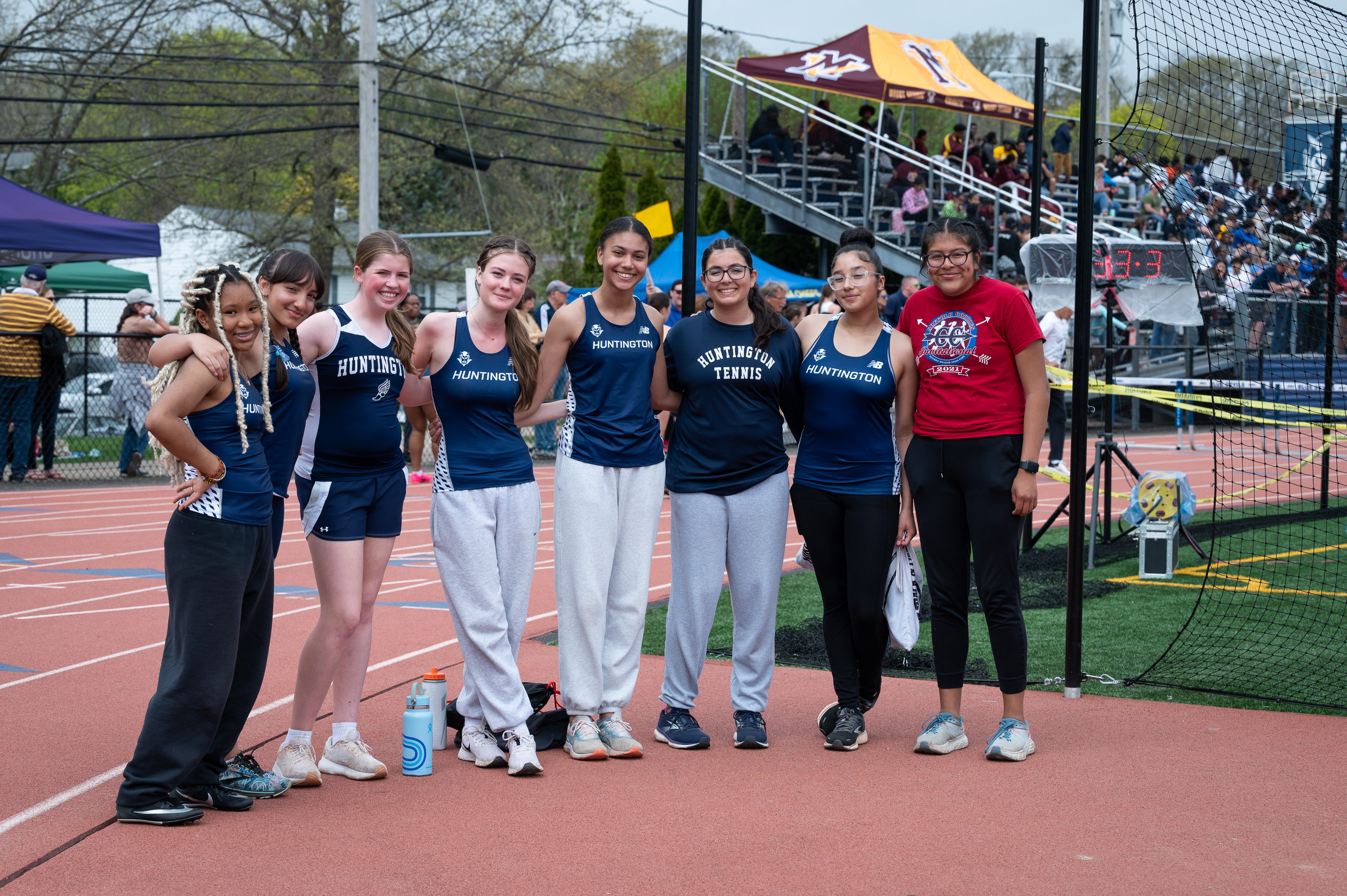  A group of Blue Devil girls at the Dennis Walker Invitational in April. (Darin Reed photo.)  