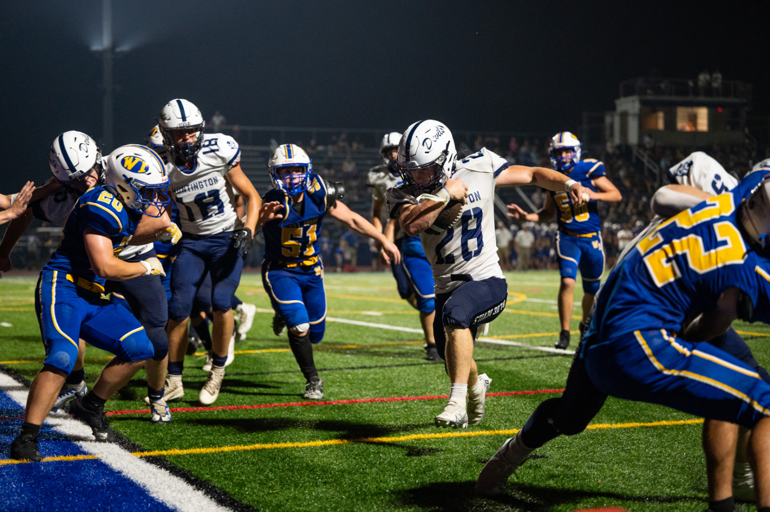  Christian St. John sprints to the end zone at West Islip. (Darin Reed photo.)  