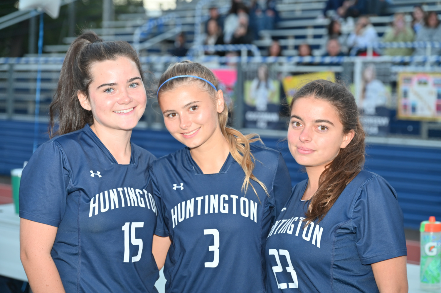  Blue Devil seniors Riley Murtagh, Emersen Evans and Lily Mitek on Senior Day   