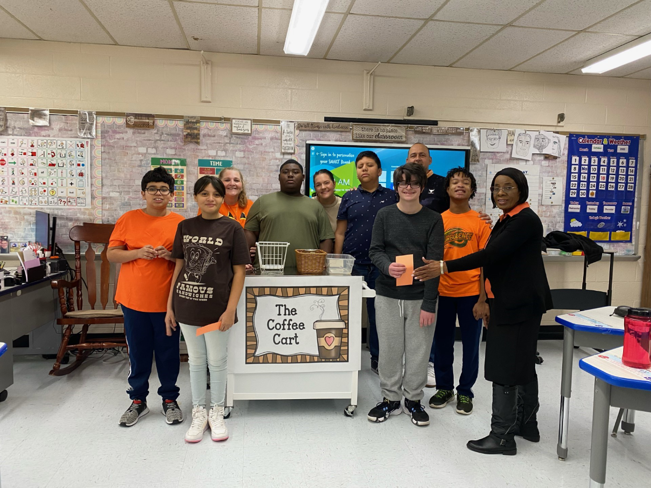  Finley life skills program students with their popular new cart.  