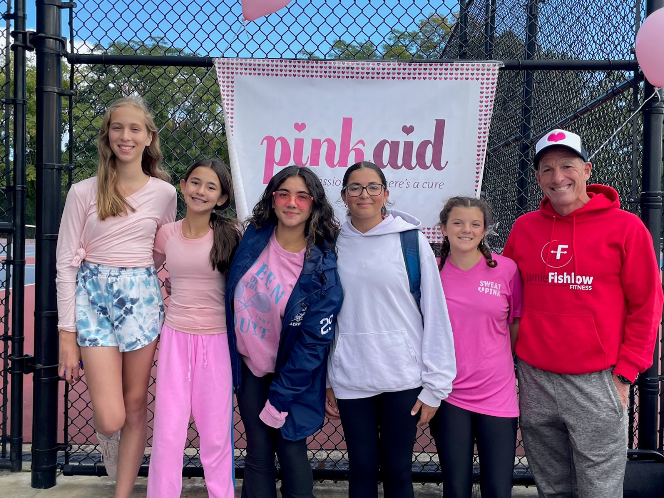  Mia Kaufman, Violet Palacios, Isabella Palacios, Vincenza Garofalo, Emma Polinsky and Coach Jamie Fishlow.  