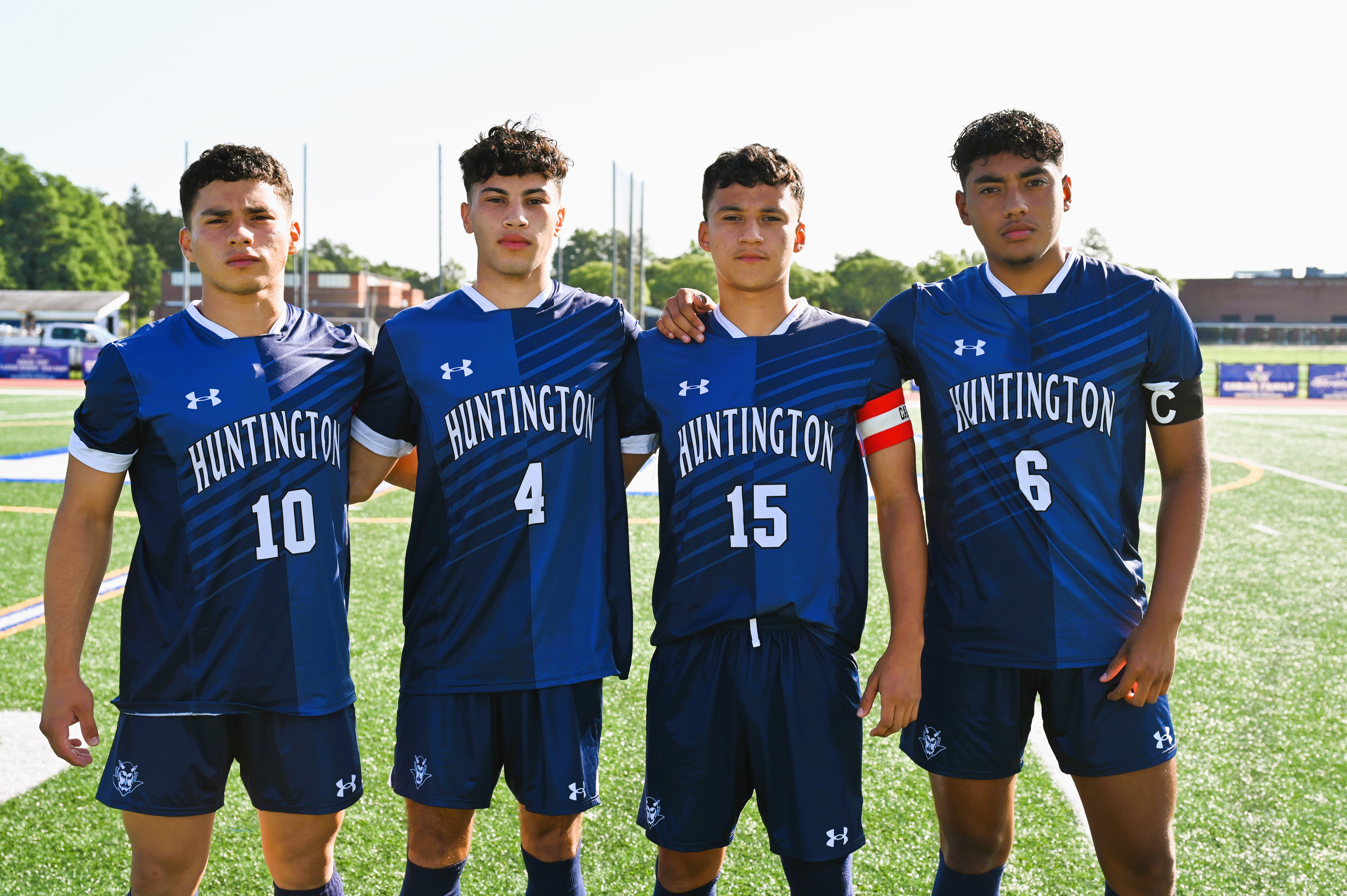  Blue Devil soccer captains Brian Lizama, Dante Salgado, Edwin Marroquin and Jerson Contreras.  