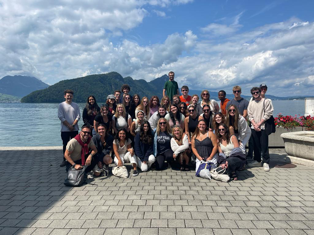  Camille Tedeschi (center front row) with a group of gap year college age students in Europe.  