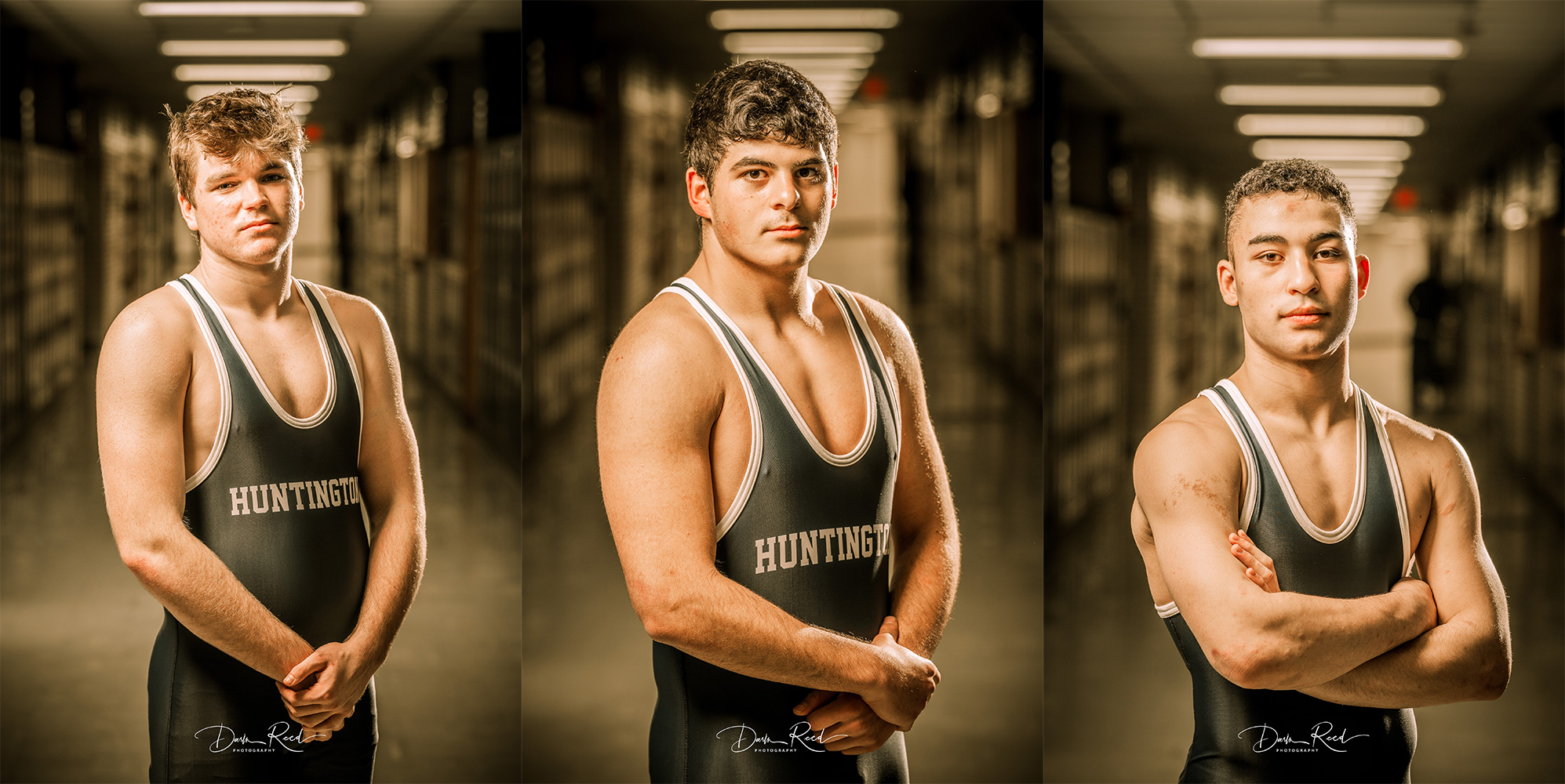 League champion wrestlers (L-R) Zach Zboray, Joe Algieri, and Max Casciano will lead the way for Huntington this weekend.  