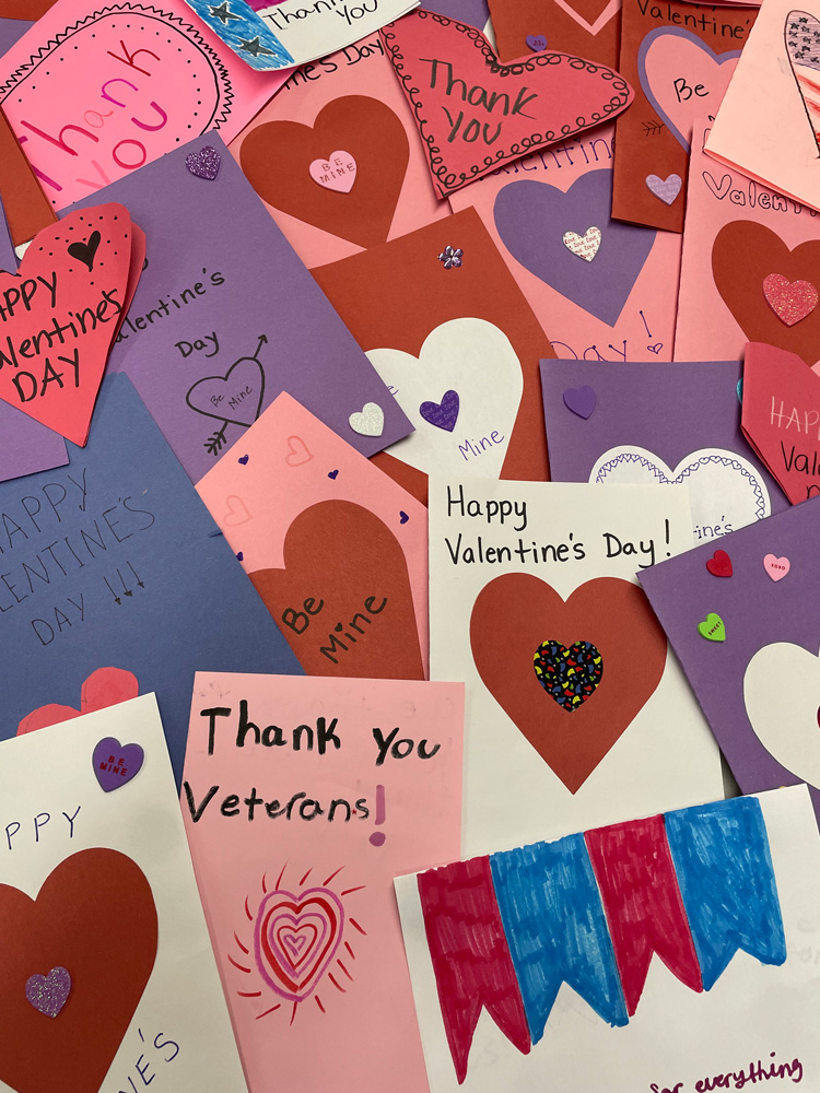  J. Taylor Finley Middle School students honored local veterans with Valentine's Day cards   