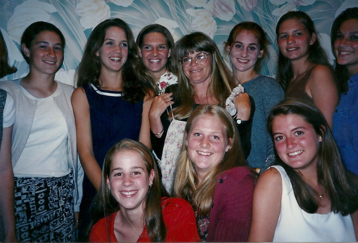 Amanda Hertig (back row second from right) with some of 1996 championship team players.