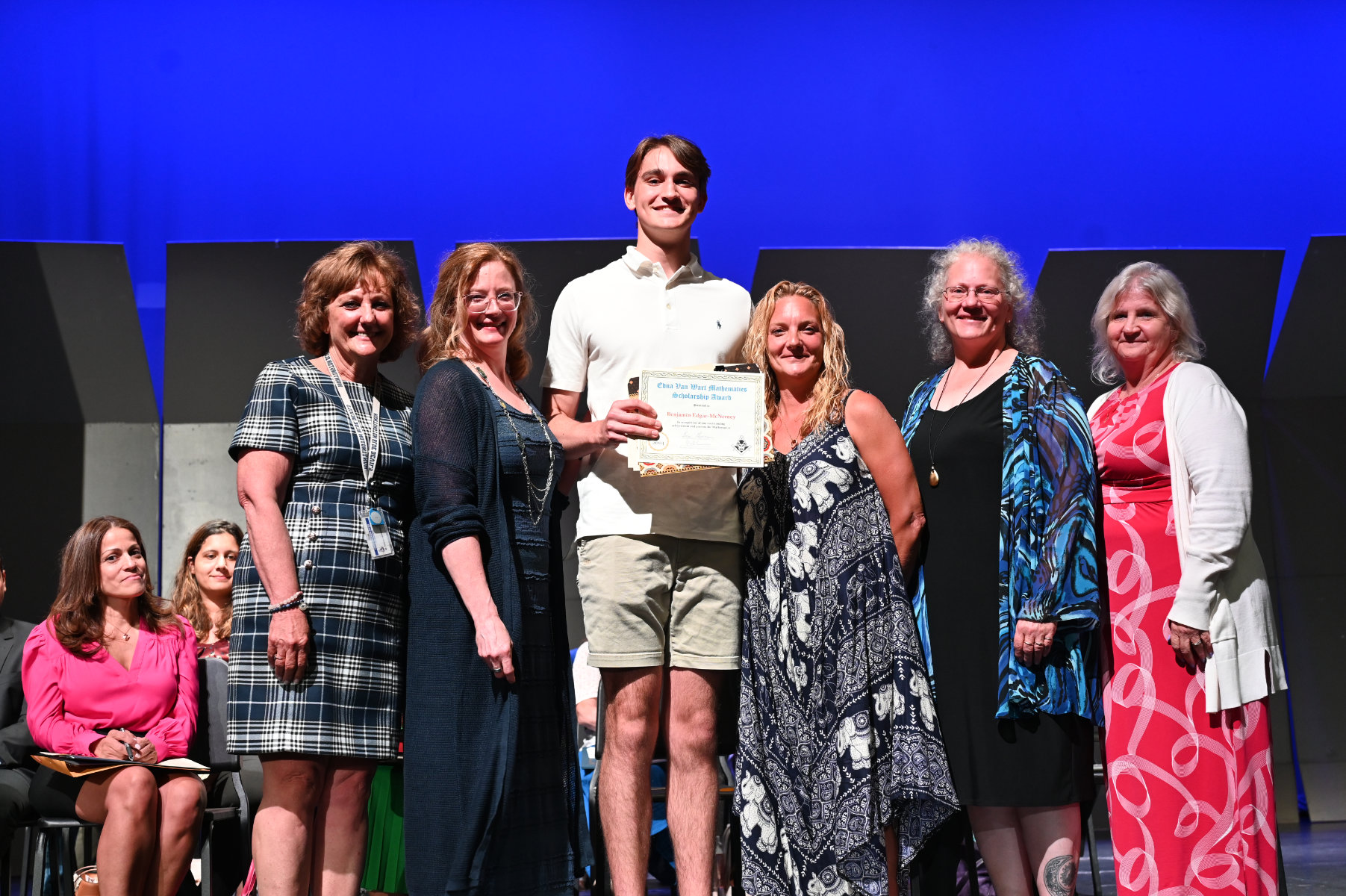 Van Wart Award winner Benjamin Edgar-McNerney with Chieffo family members and school officials (1)