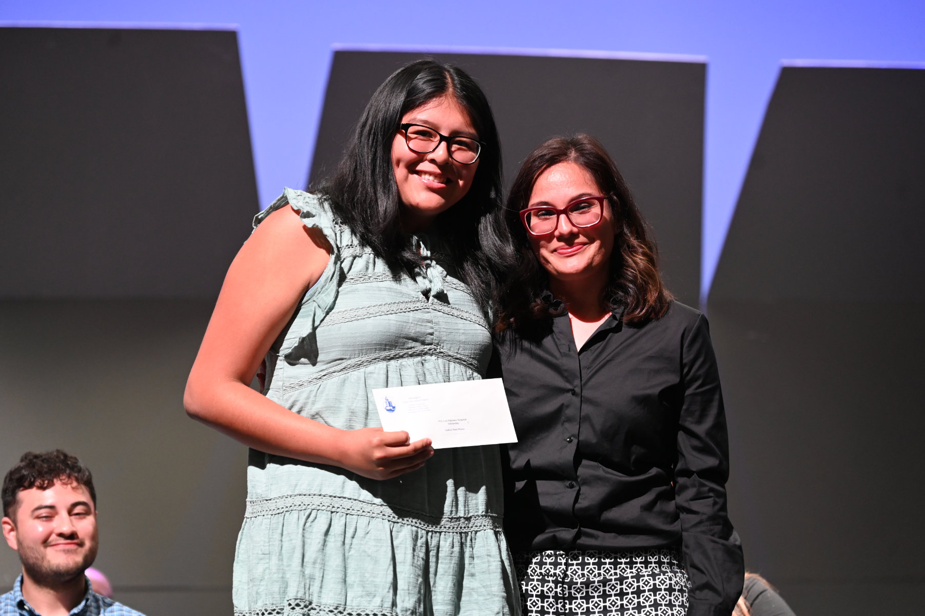  Luis Palermo Memorial Scholarship winner Andrea Mani-Munoz with guidance counselor Diana Bonilla   