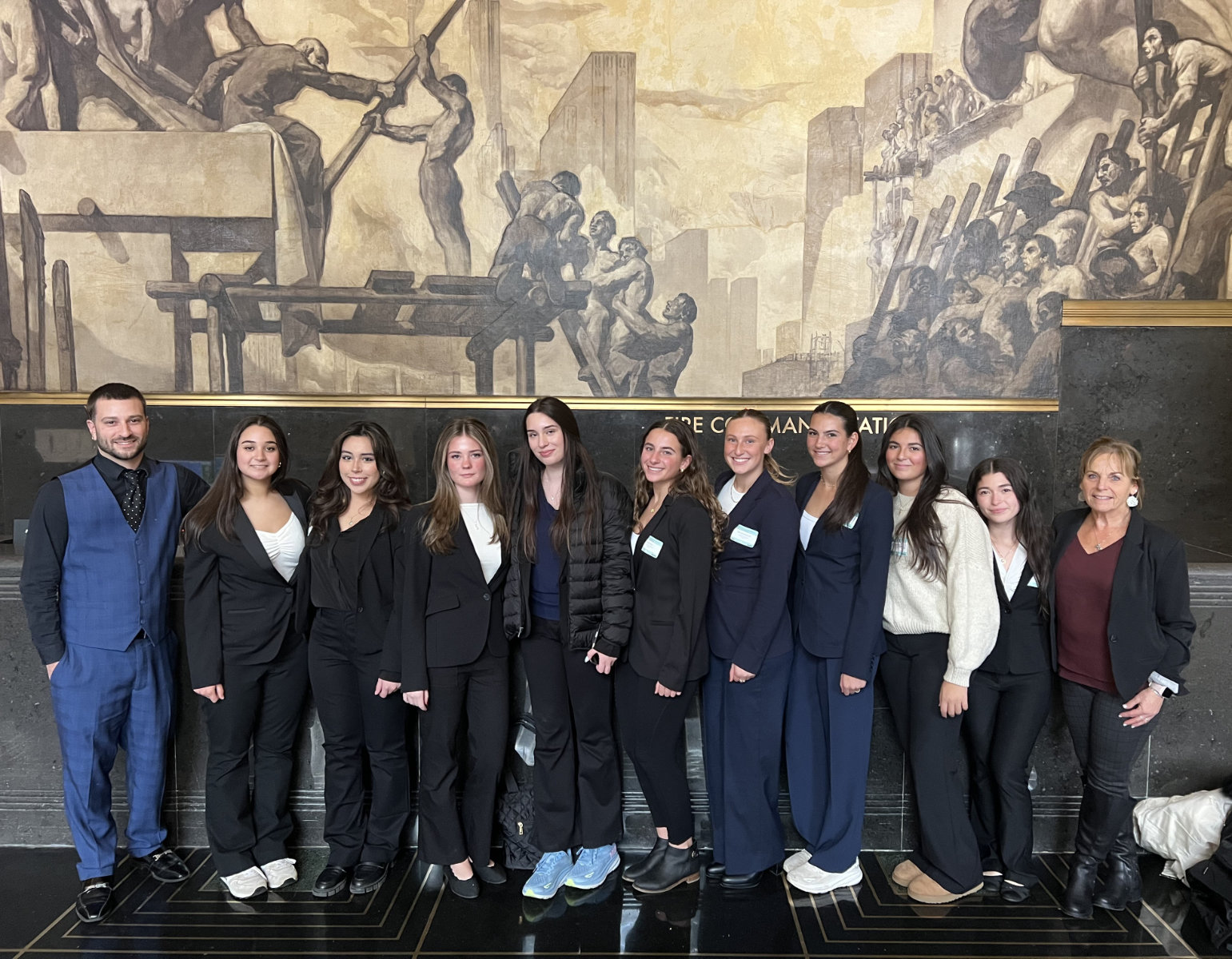 The Huntington Virtual Enterprise executives with their teachers in New York City.