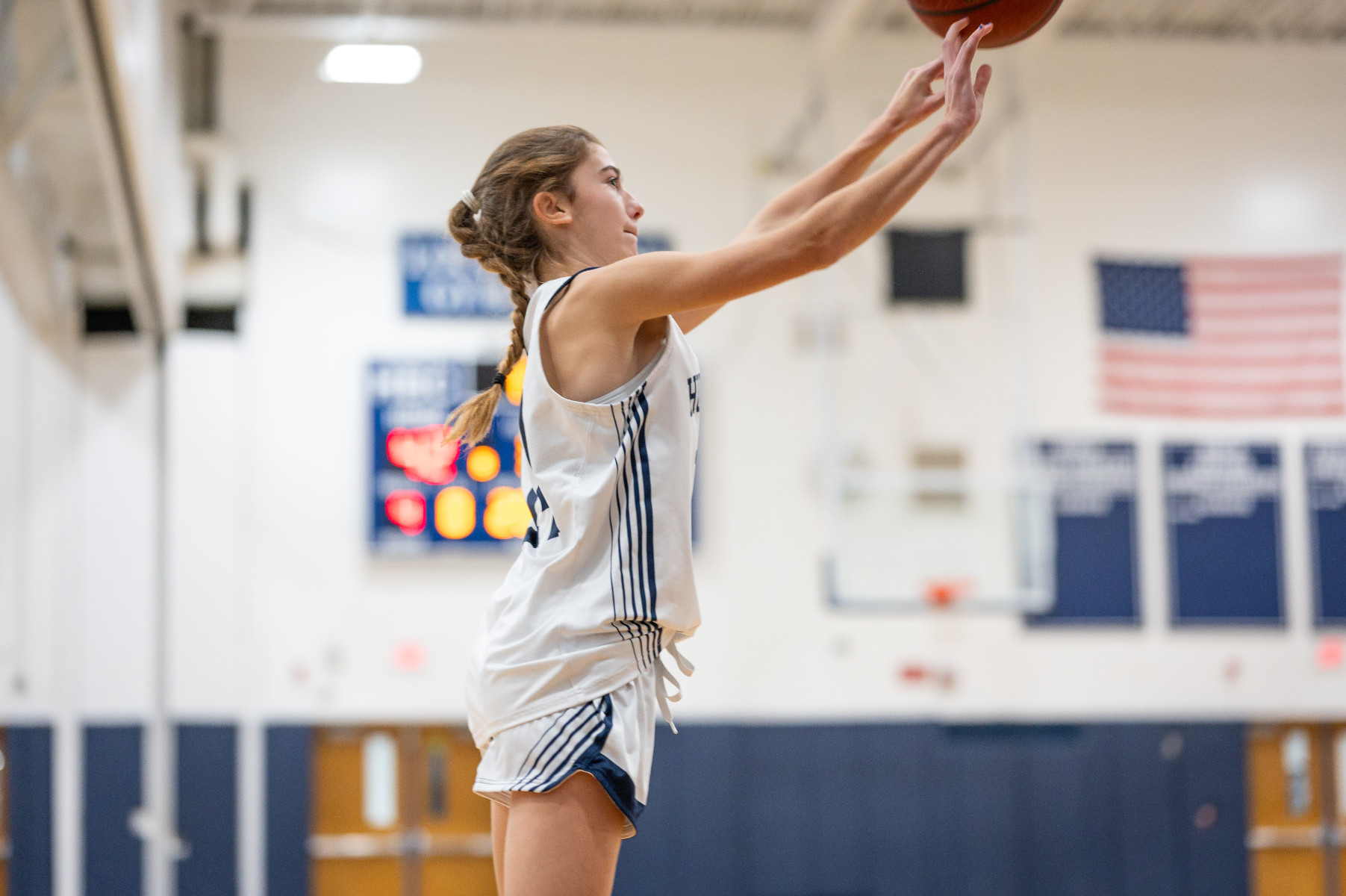  Freshman Leigh Evans launches a shot for Huntington. (Darin Reed photo.)  