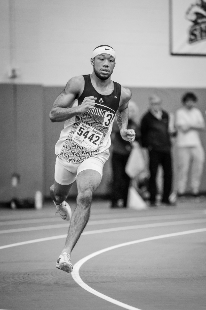  Huntington senior Jahmar Francis motors around the track at Suffolk West in Brentwood. (Darin Reed photo (3)  