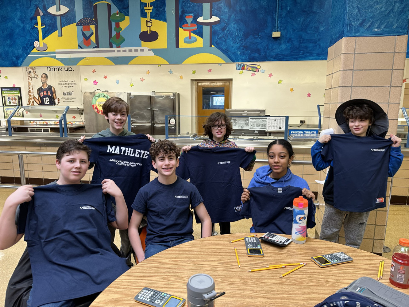  Finley MathCounts team members with their navy blue shirts.  