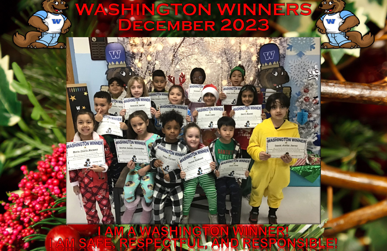  December's Washington Winners show off their certificates.  