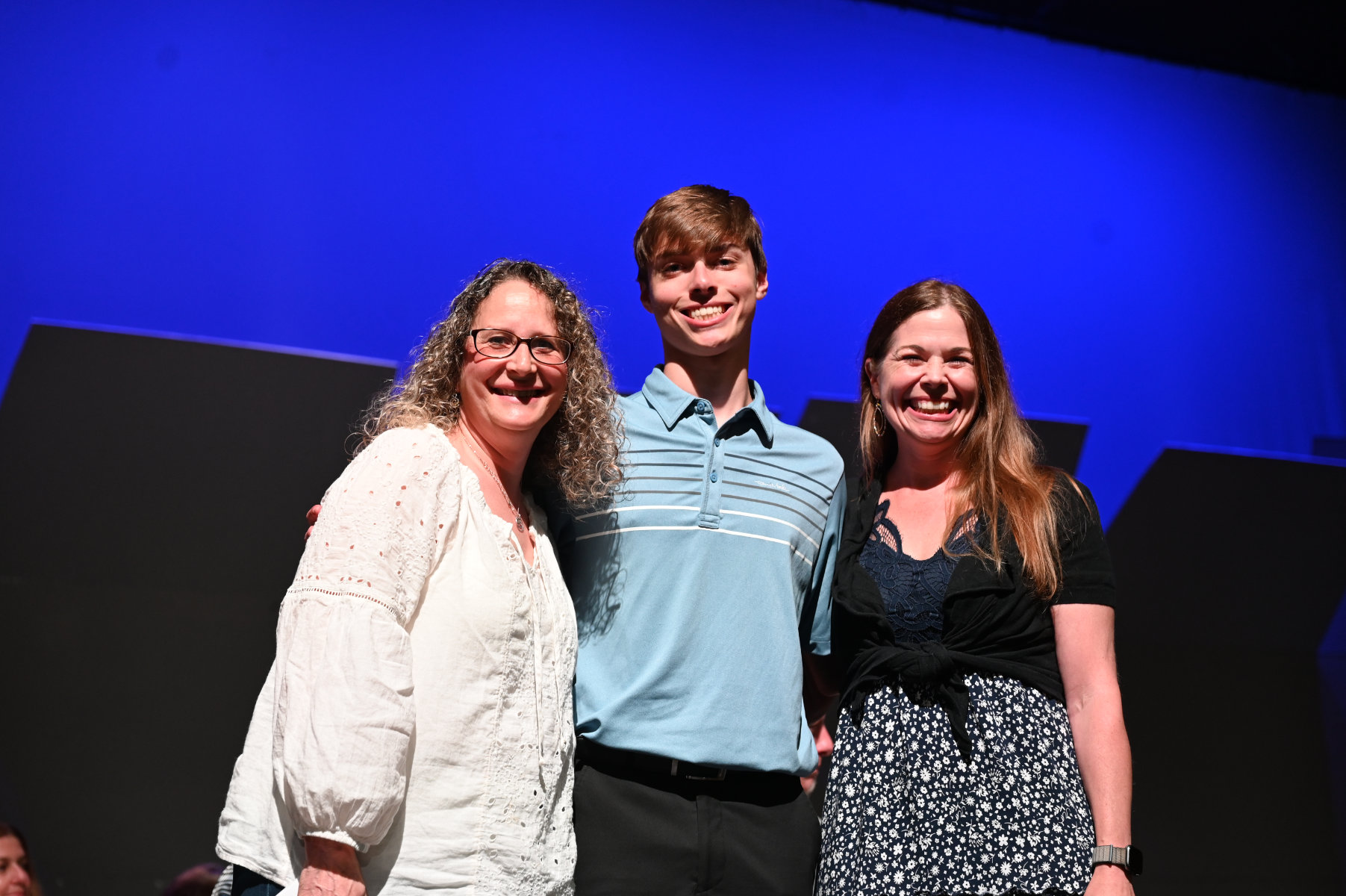  Aidan Geller with Band Parent Association of Huntington co-presidents Ivy Soric and Jennifer Simon (1)  