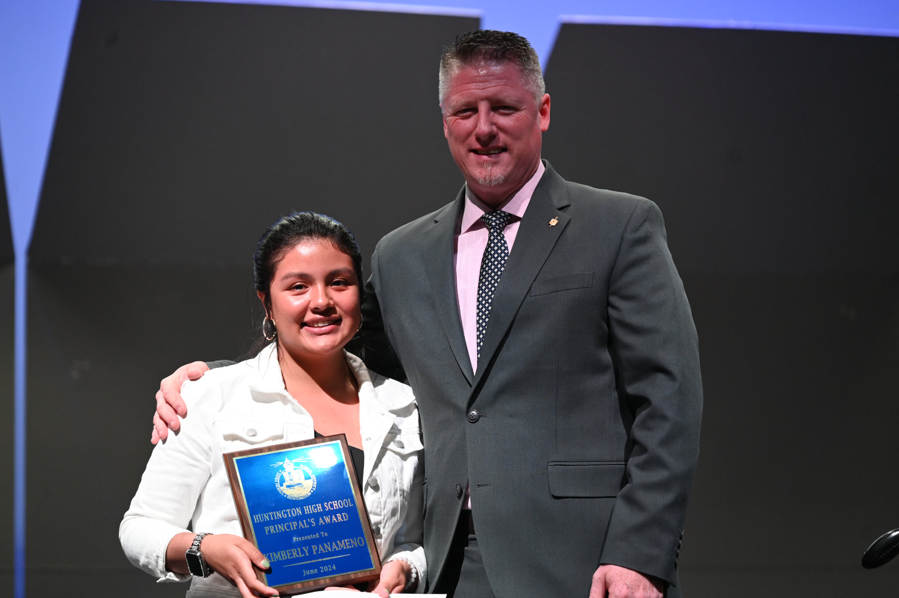  Brenden Cusack with Principal's Award recipient Kimberly Panameno   