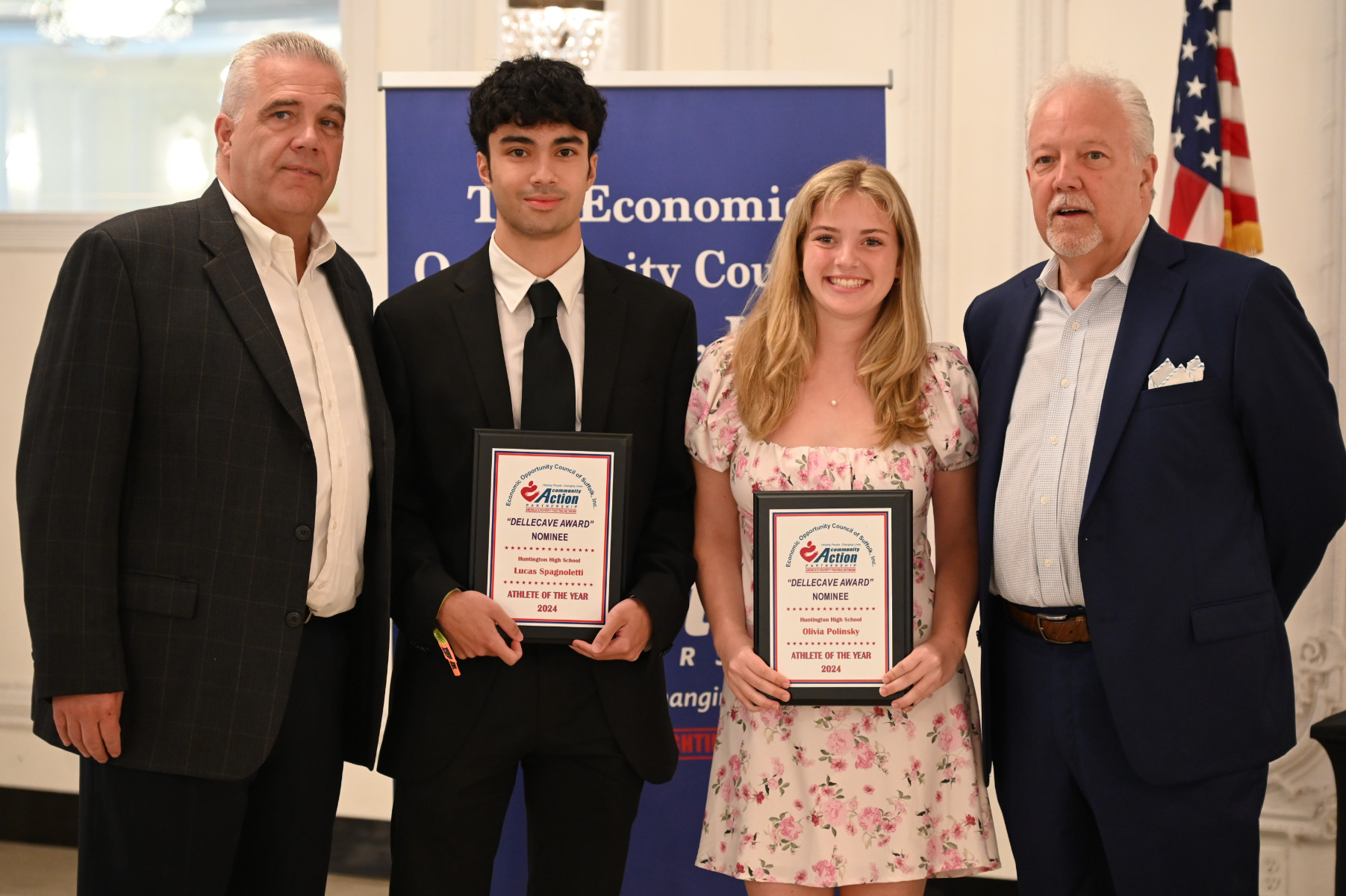  Mark and Guy Dellecave flanks Huntington's Olivia Polinsky and Lucas Spagnoletti.  