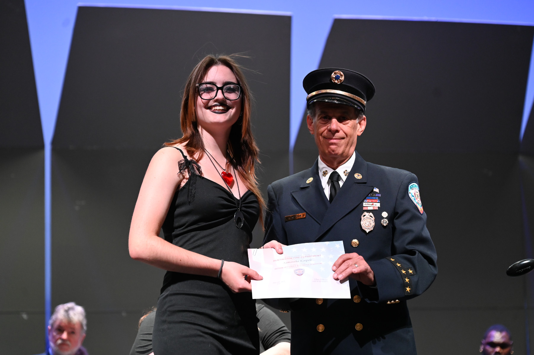  Huntington Fire Dept. Ex-Chief Neil Getter with Samantha Koepele   