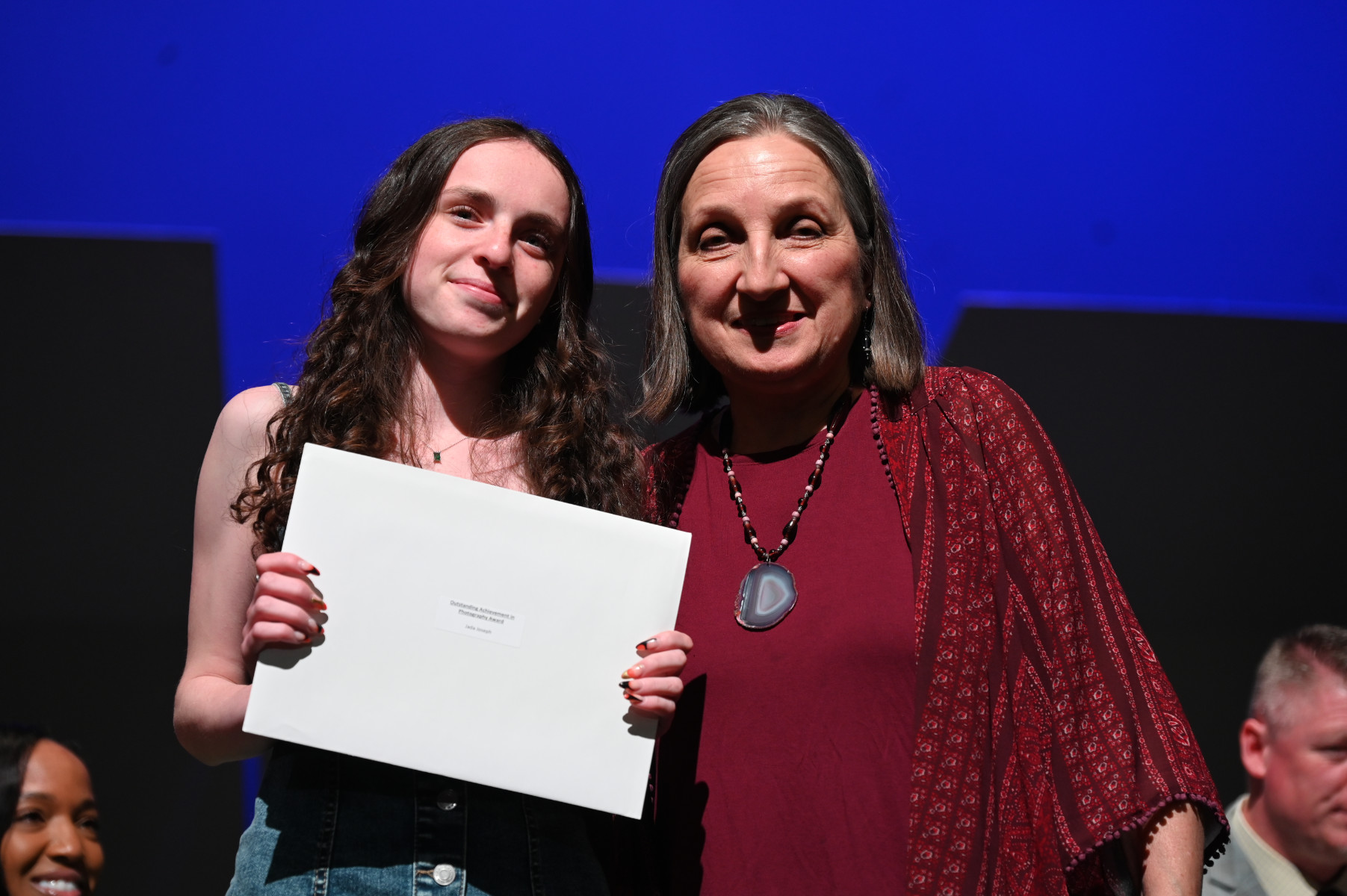  Outstanding Achievement in Photography Award recipient Jada Joseph with art teacher Kim Valerio   