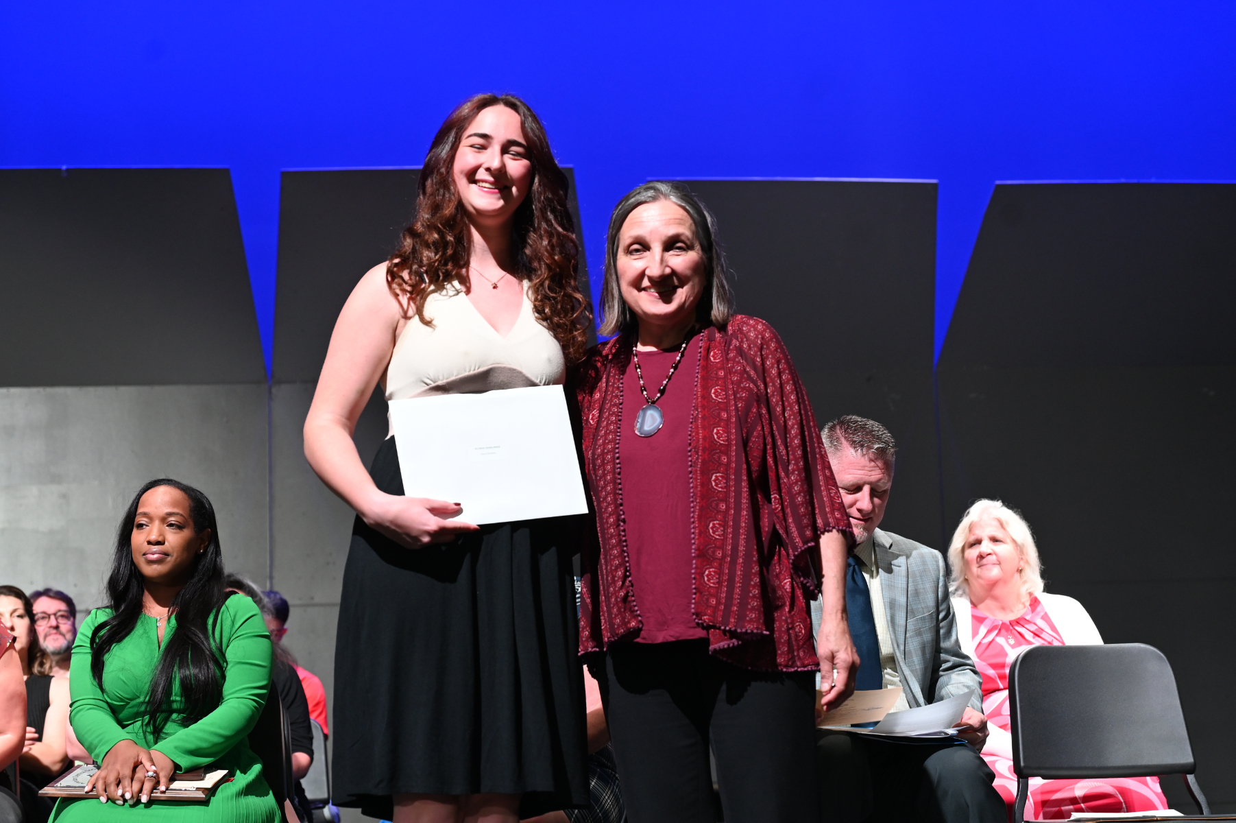 Art Honor Society Award recipient Layna Abraham with art teacher Kim Valerio   