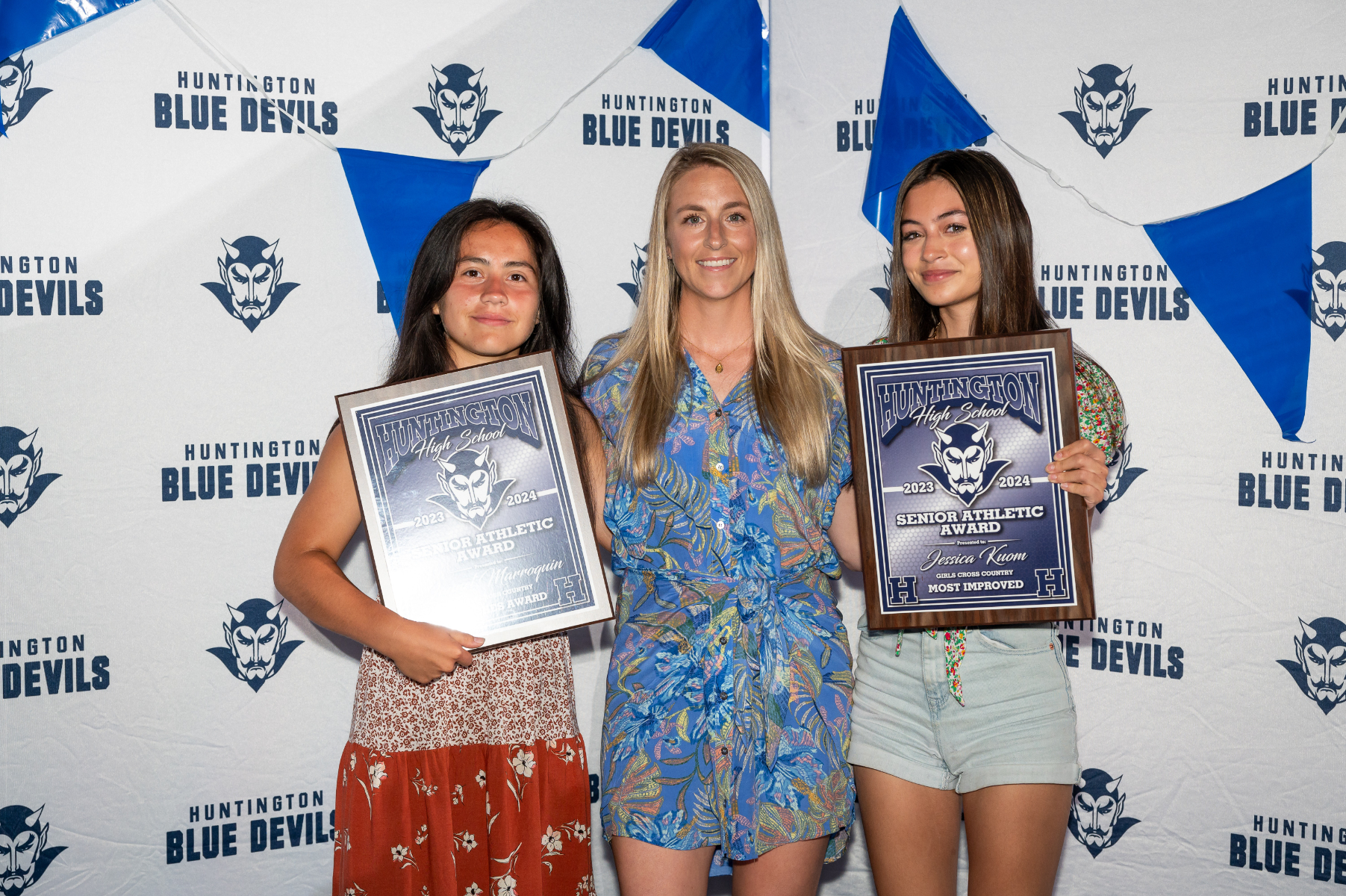  Blue Devil coach Beth Andersen with honorees Jannel Marroquin and Jessica Kuom. (Darin Reed photo.)  