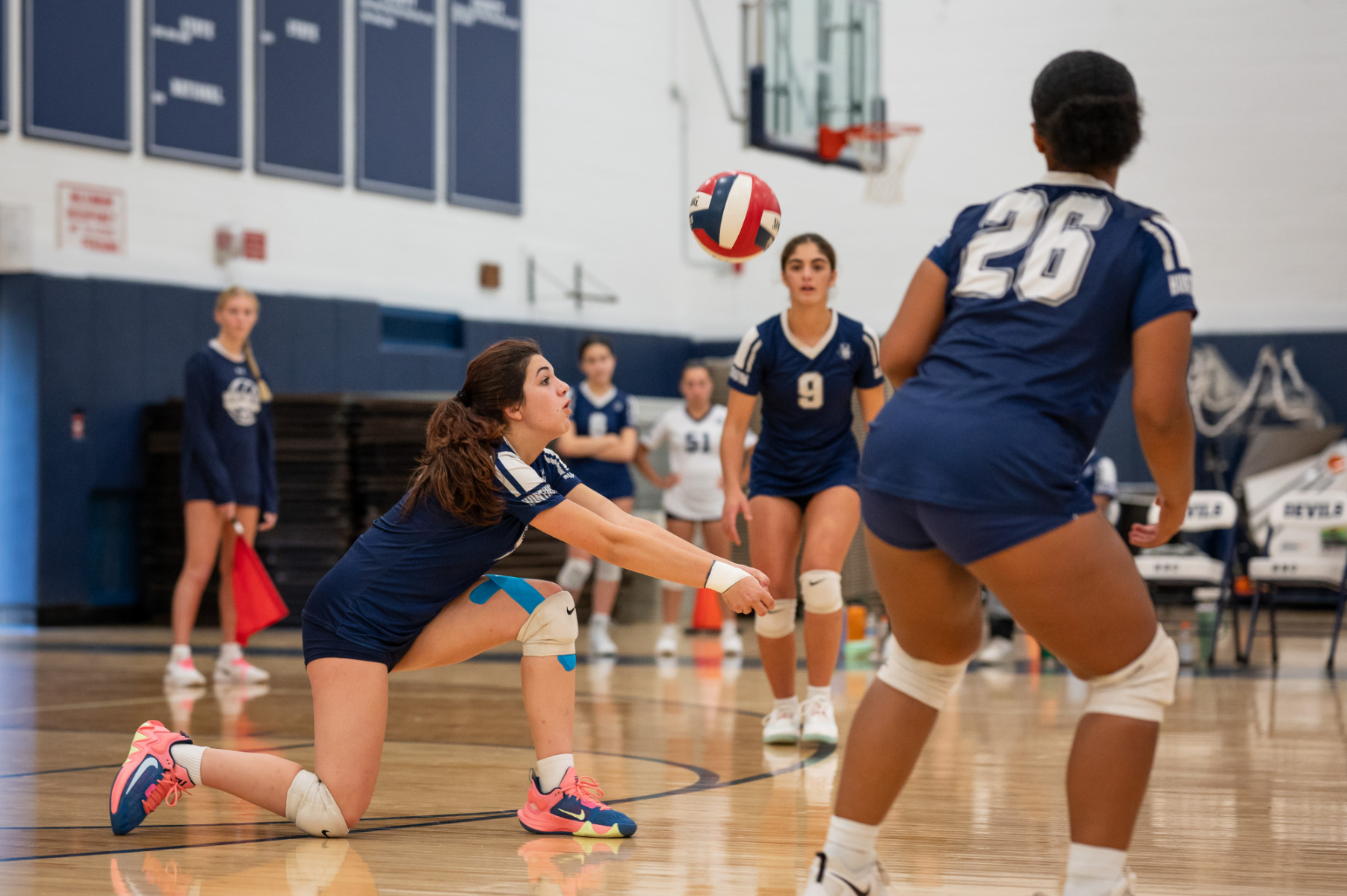  The Huntington girls' volleyball team in action last fall. (Darin Reed photo.)  