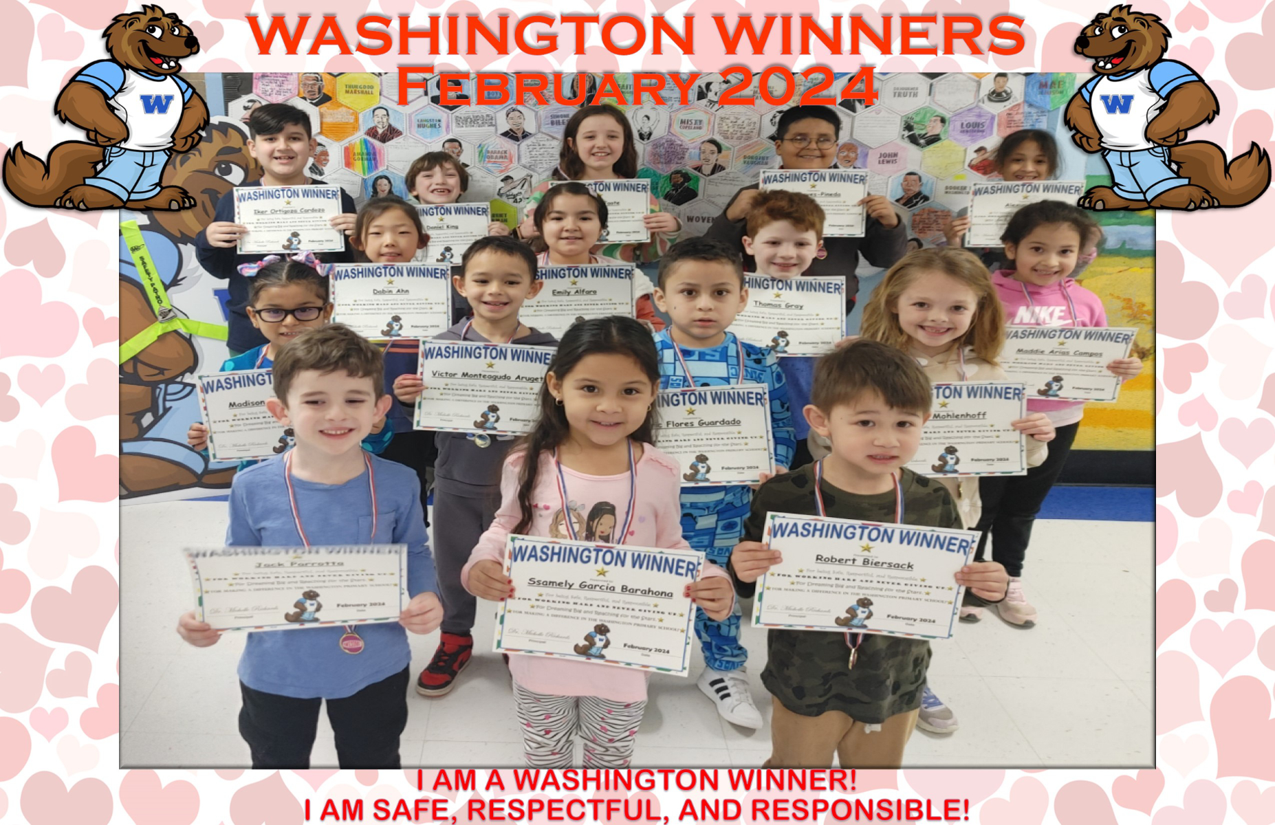  Washington Primary School's top students for February 2024.  