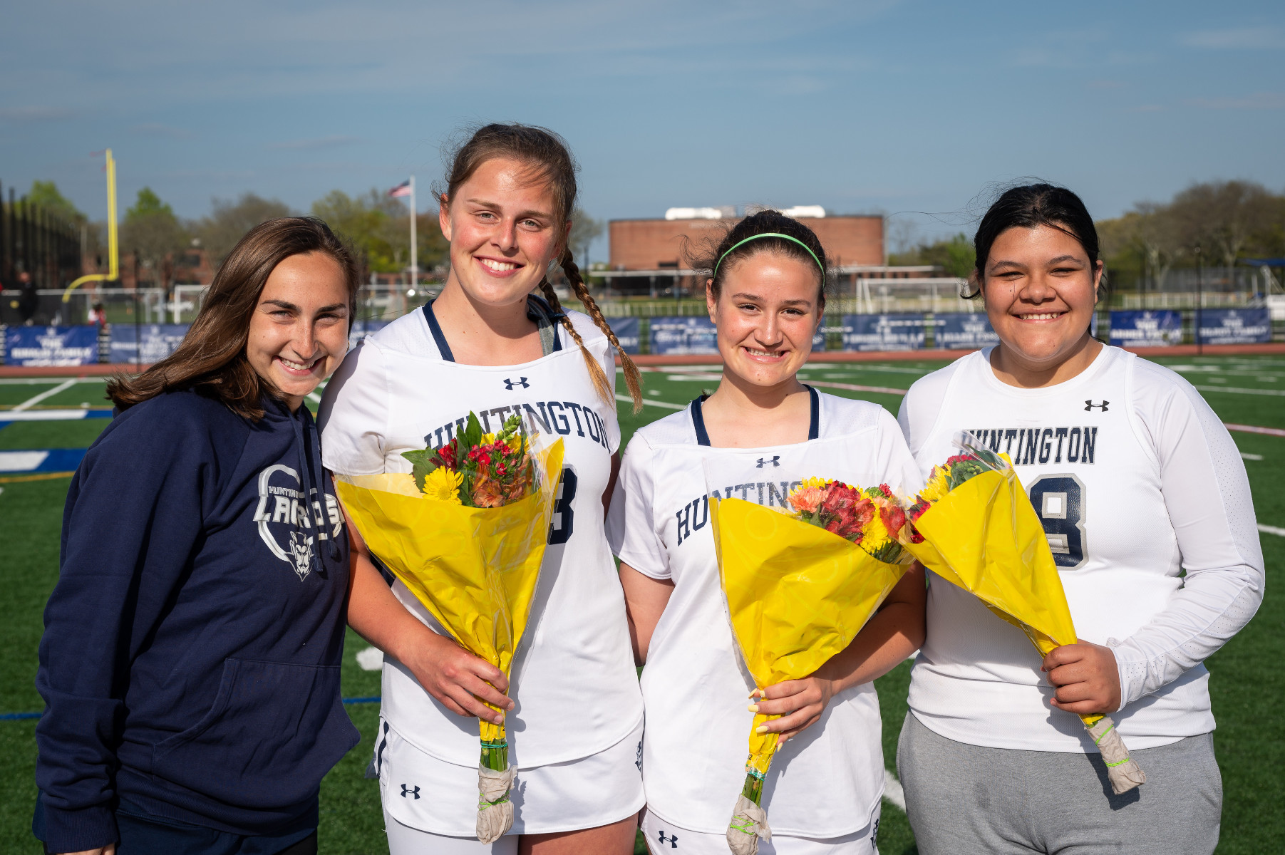  Coach Katie Reilly with seniors Kayleigh Bender, Reese Rinaldi and Stephanie Chavez-Menjivar. (Darin Reed photo.)  