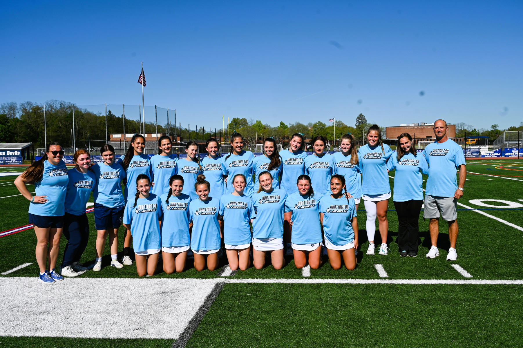  The Huntington varsity girls' lacrosse team on Morgan's Message Day.    