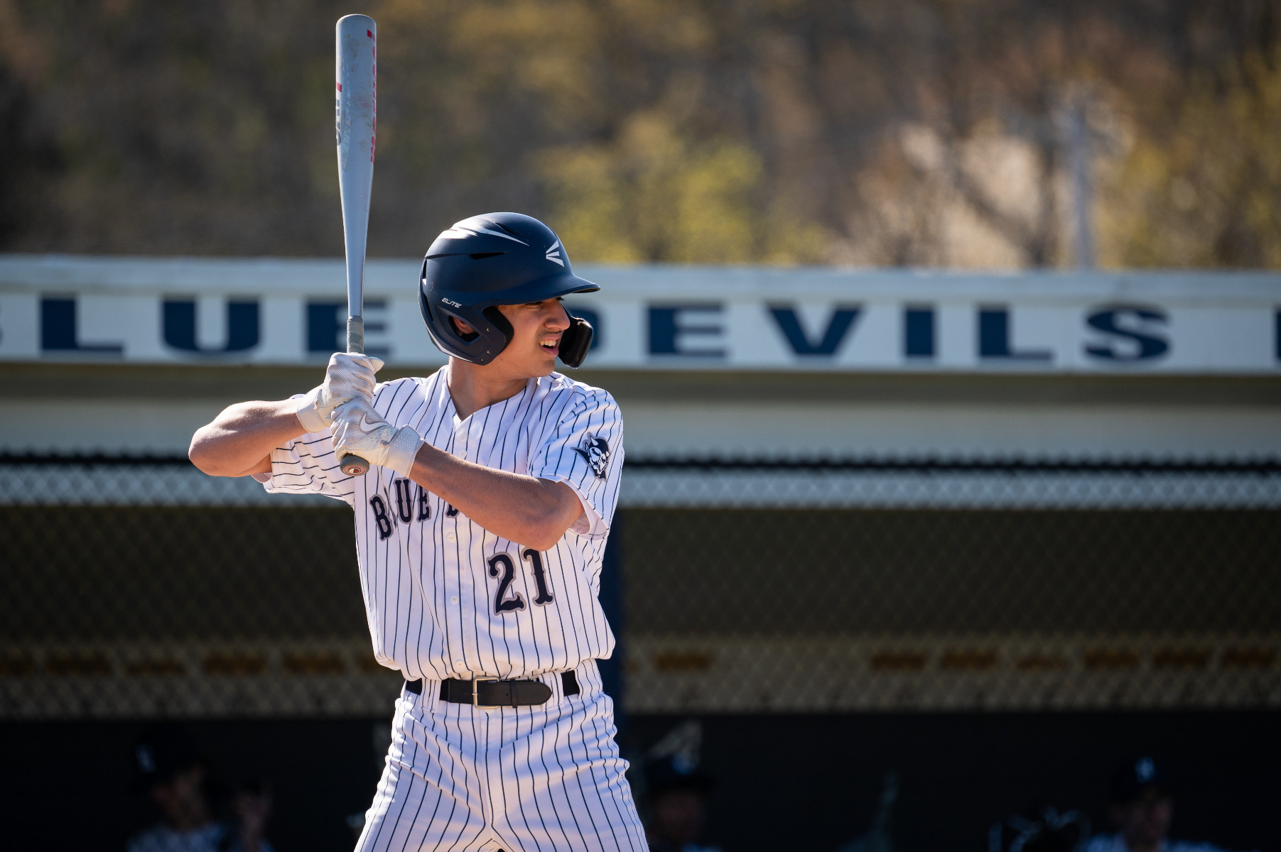  Sophomore Vincent Pupillo at bat for the Blue Devil JV. (Darin Reed photo.)  