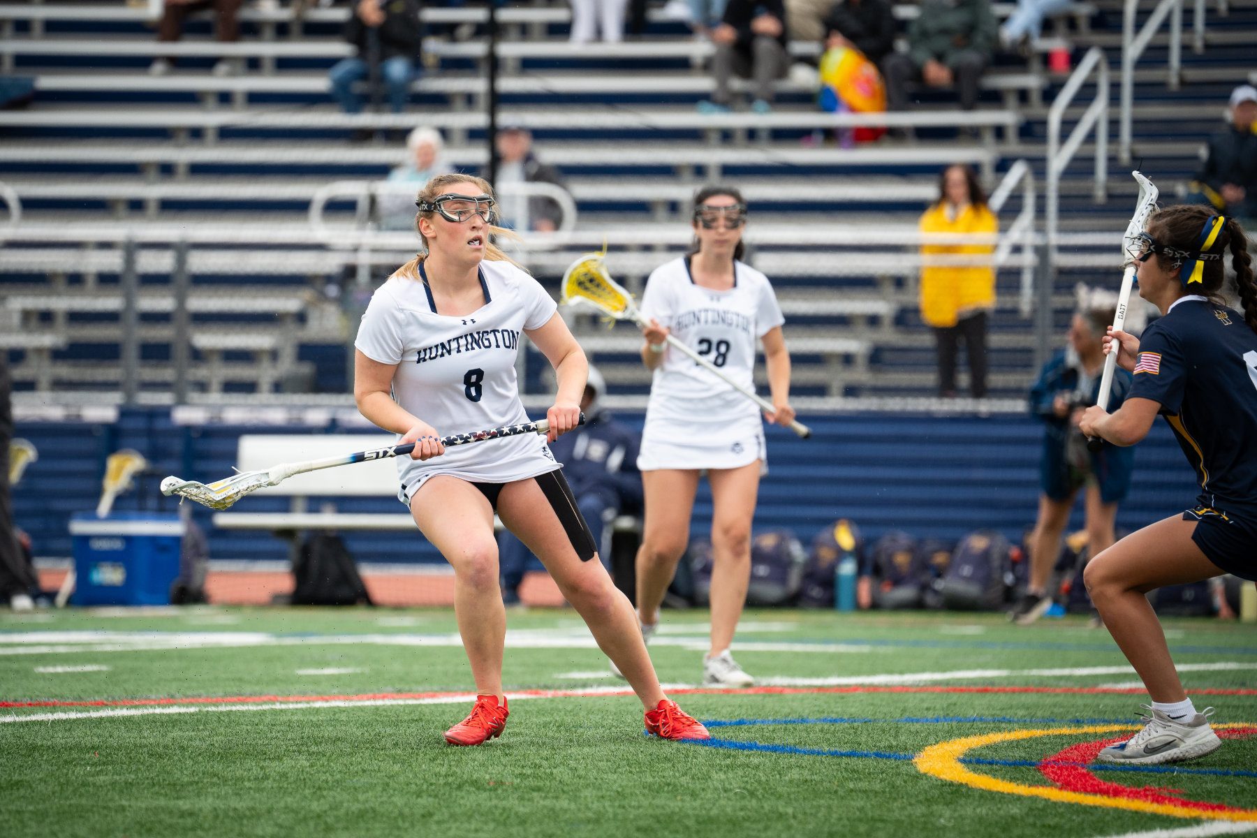 Jolie Weinschreider with the ball for the Huntington Blue Devils. (Darin Reed photo.)