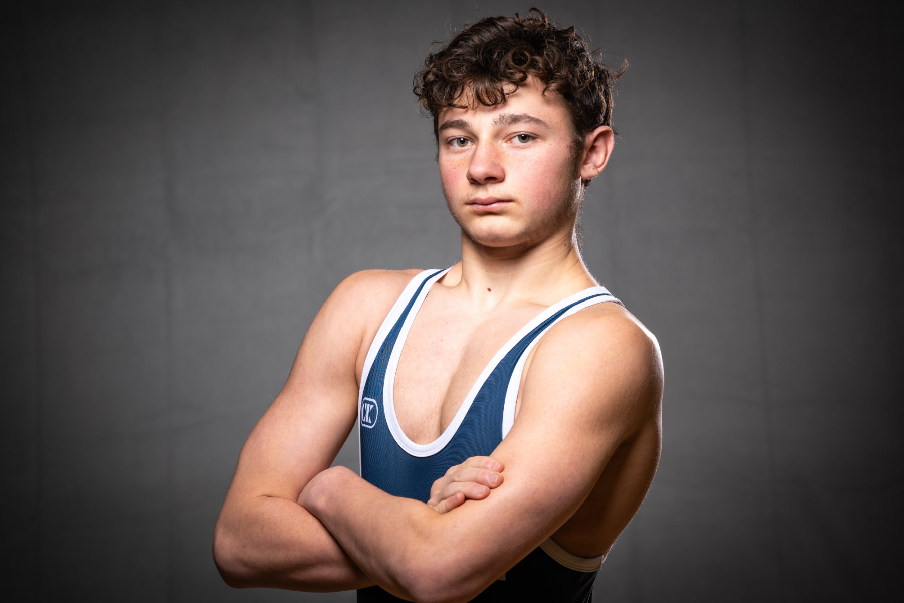  Seventh grade varsity wrestling phenom Jason Bencivenga shows where his loyalties lie. (Darin Reed photo.) 