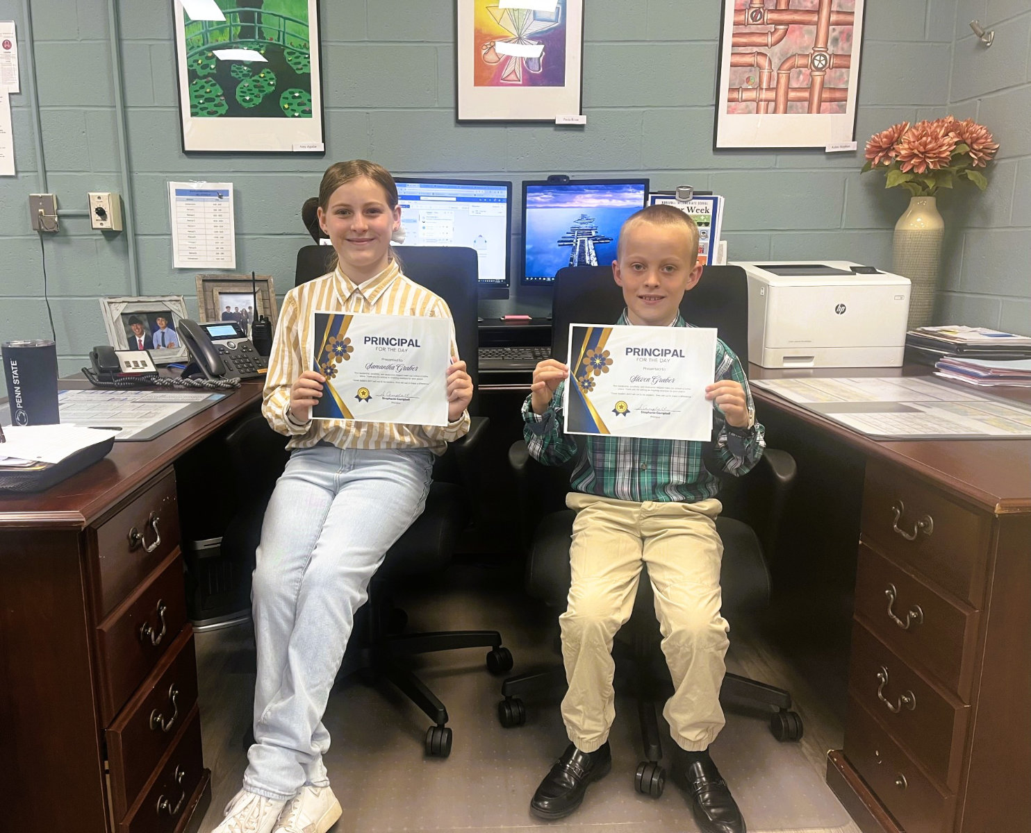 Woodhull Principals for the Day Samantha and Steven Graber.