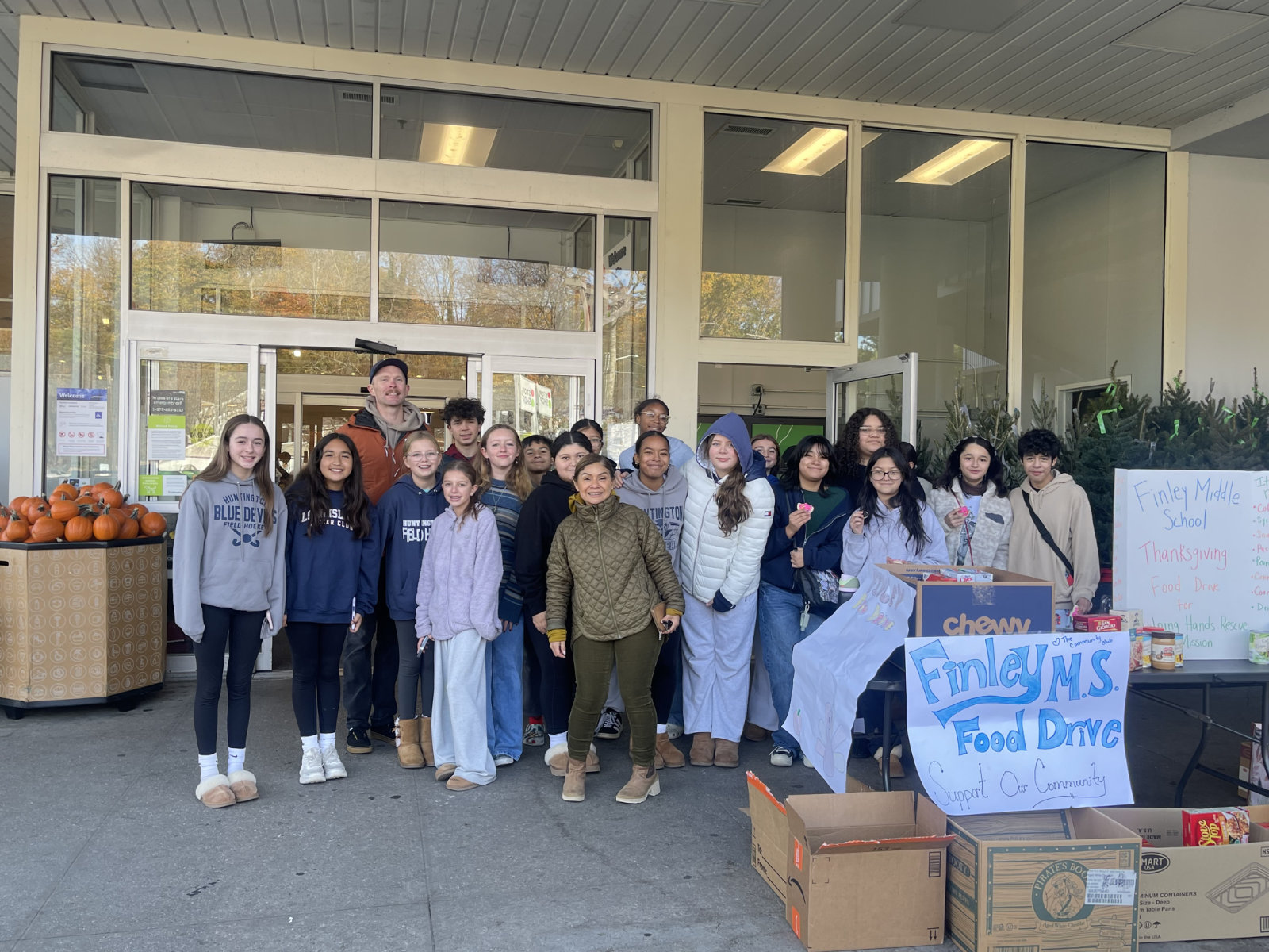 The Finley food drive relied on dozens of students and faculty members.