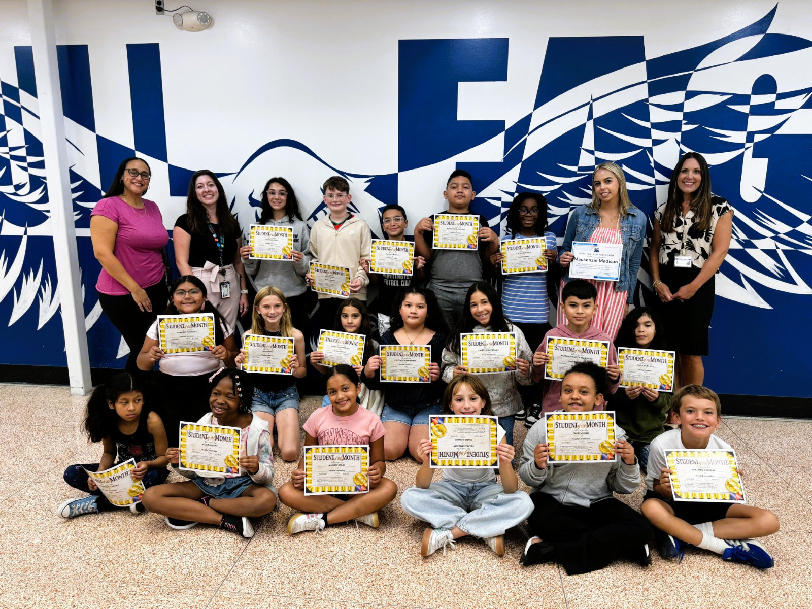  September Eagle of the Month Award recipients at Woodhull Intermediate School.  