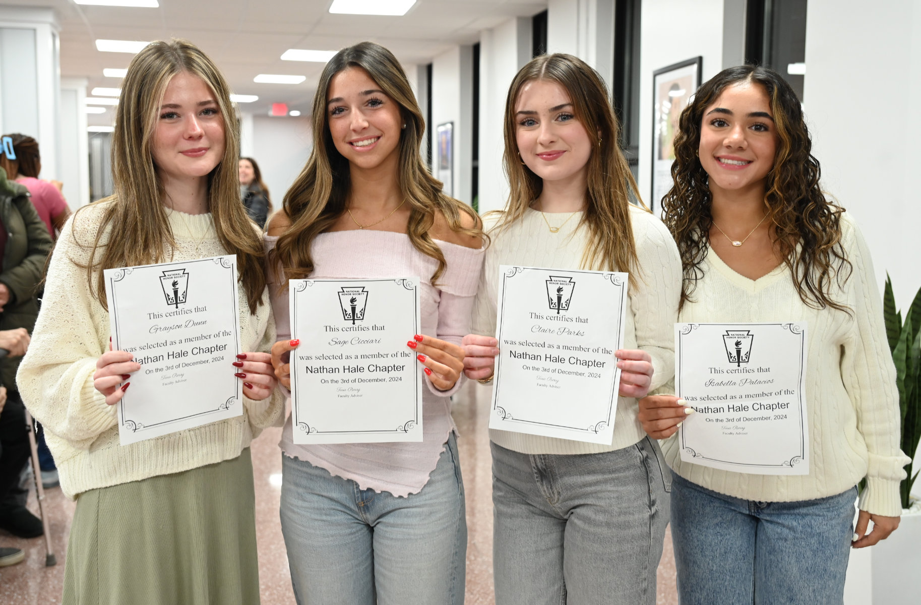  Grayson Dunn, Sage Cicciari, Claire Parks and Isabella Palacios were inducted into the National Honor Society last year.  