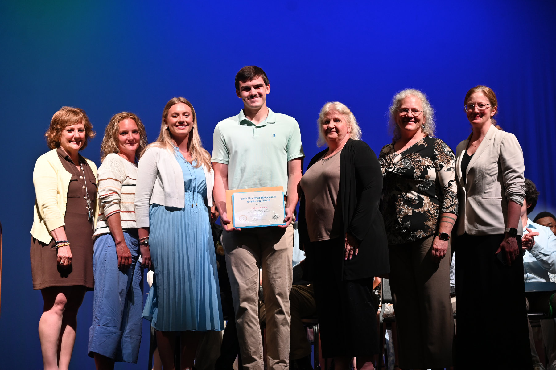  Nick Plachta with math dept. officials and Thomas Chieffo's family members   
