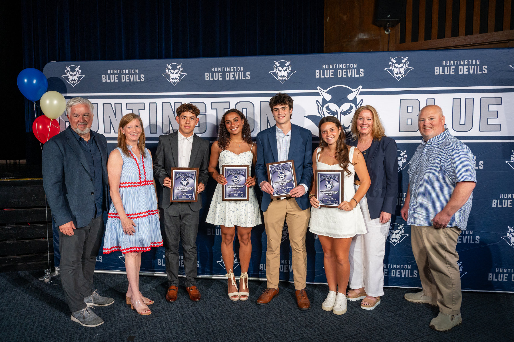  Booster Club scholarship recipients and officials. (Darin Reed photo.)  