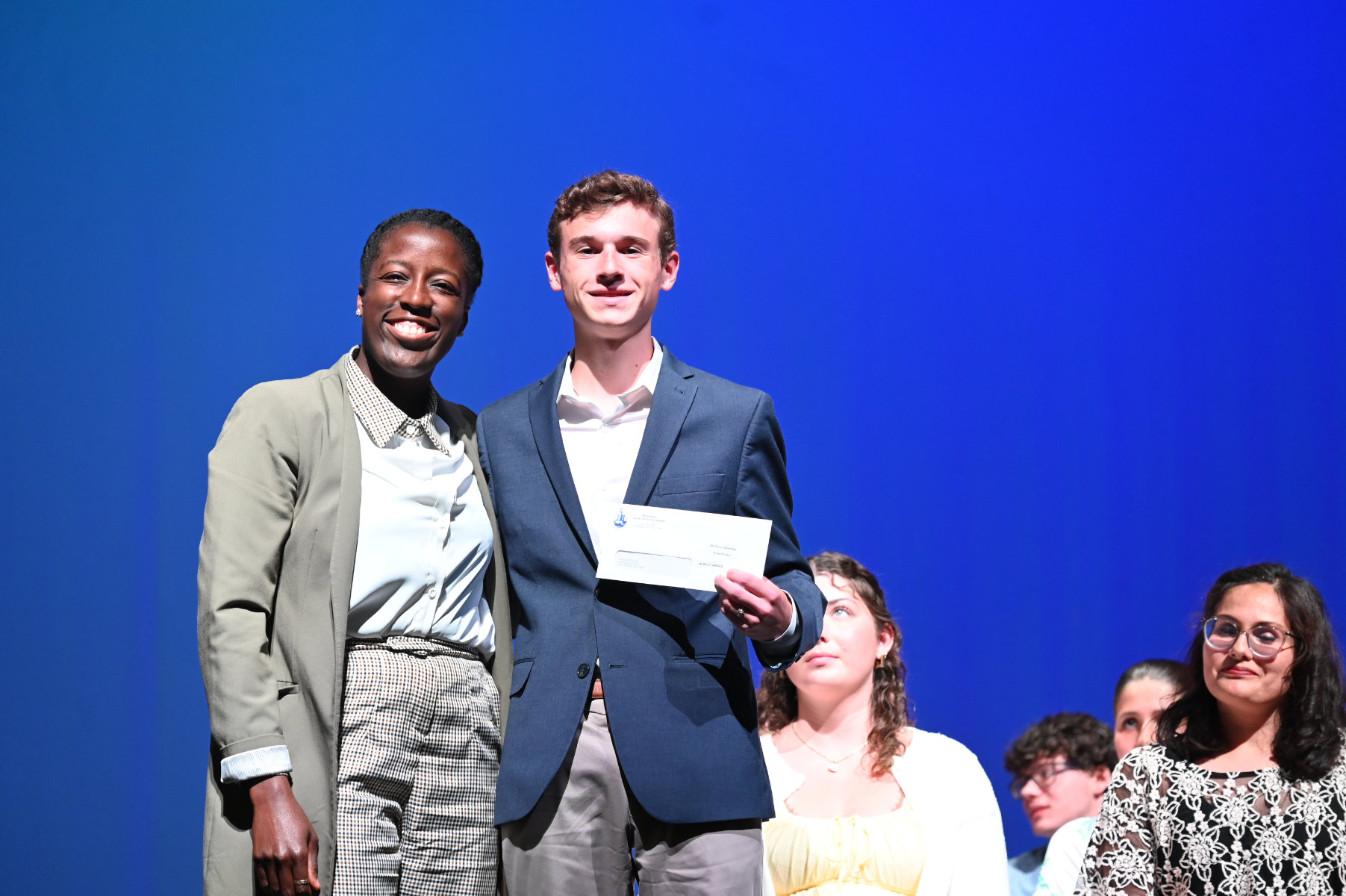  Counselor Daphne Ali with JM West scholarship winner Dylan Proctor (3)  
