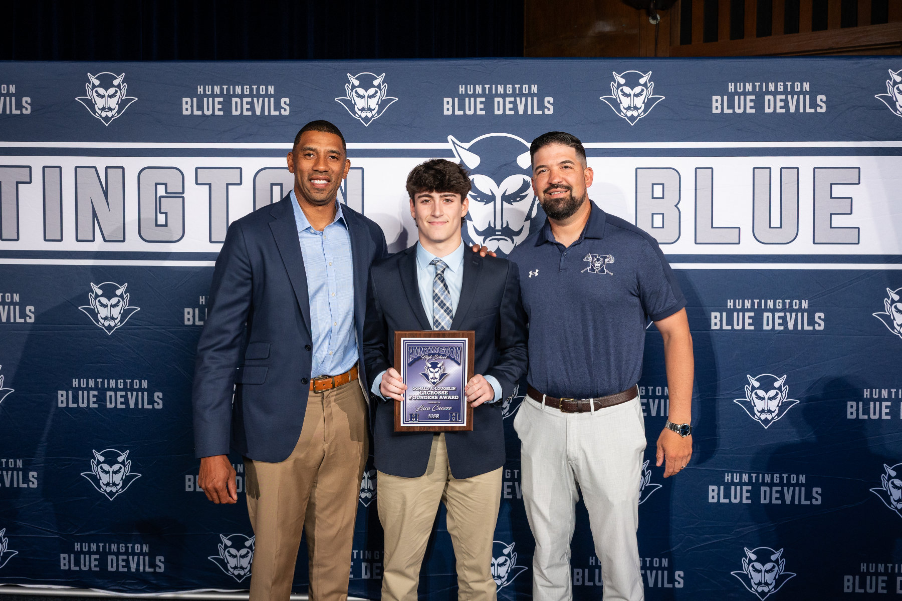 Loughlin Founders Award recipient Luca Cuozzo flanked by coaches Julian Watts and Andy Gutierrez. (Darin Reed photo.)  