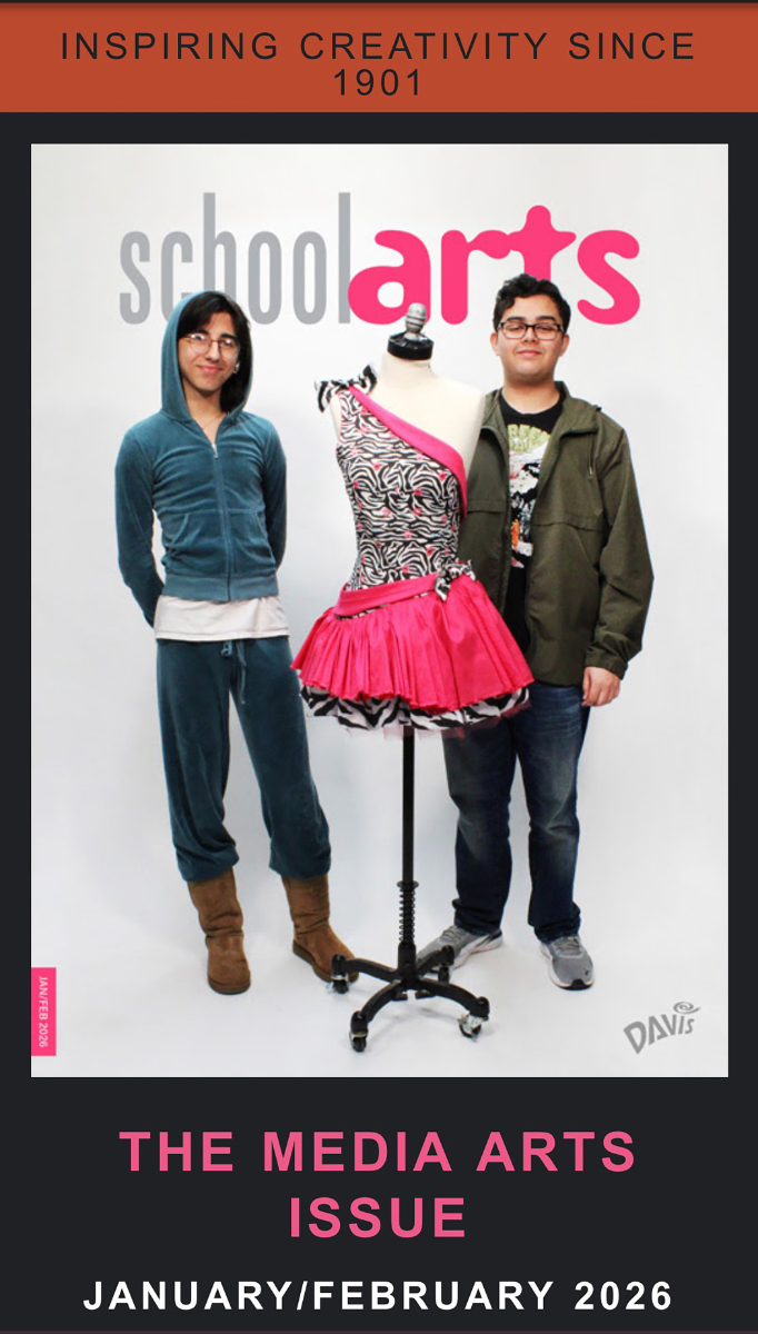  The cover of SchoolArts Magazine featuring Kasmira Mohanty and Huntington students.  