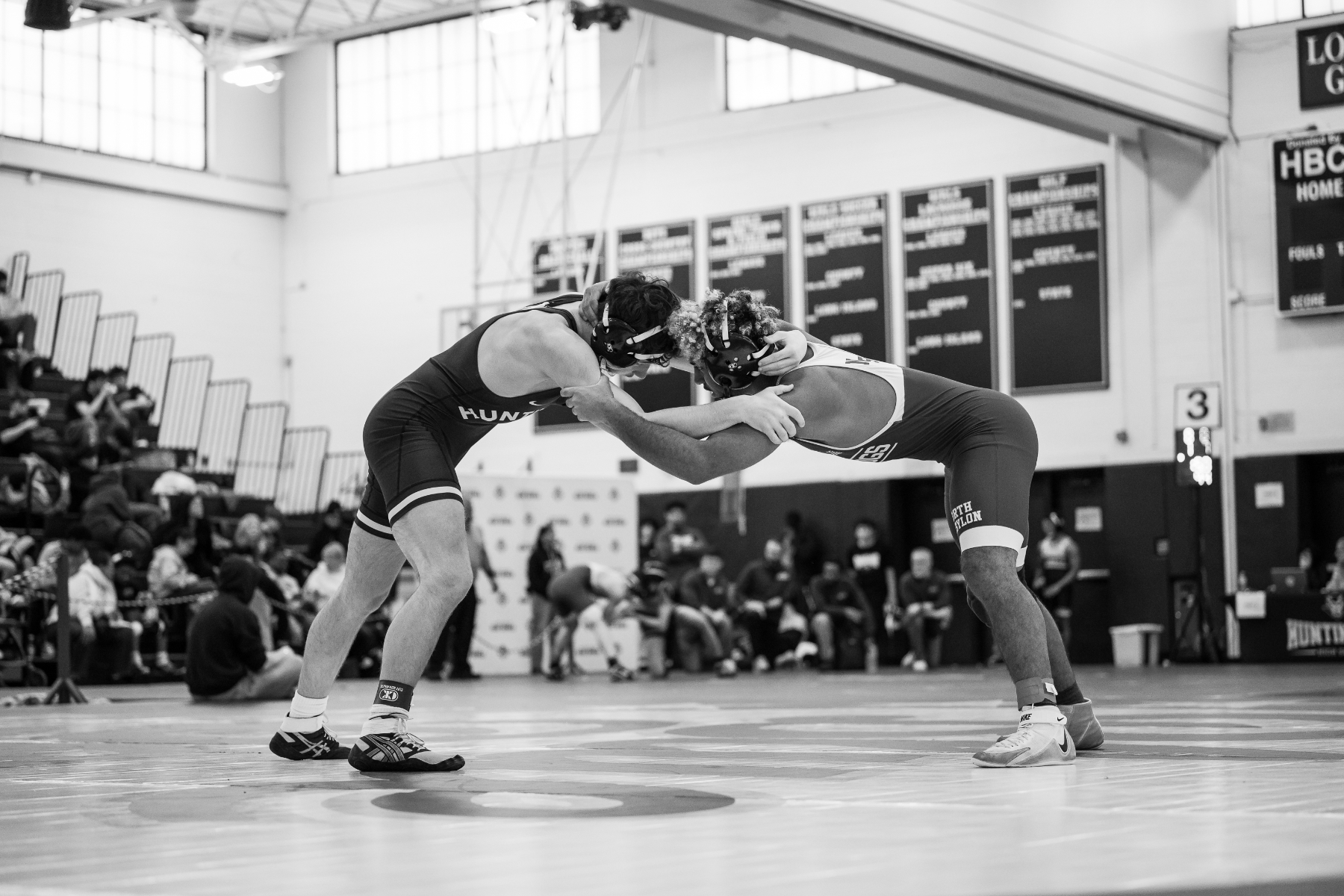  Joe Conklin (left) and his foe are all tied up. (Darin Reed photo.)