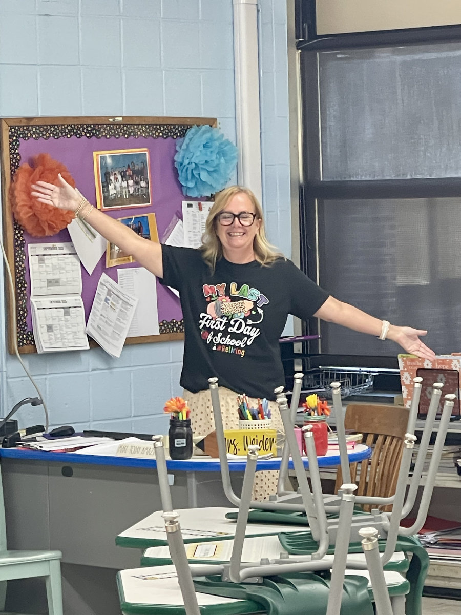  Third grade teacher Sharon Weider in her Jefferson classroom.  