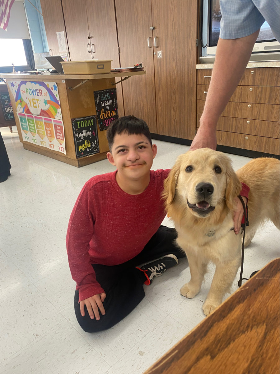 Nine month old therapy dog, Grace visited Finley this week 