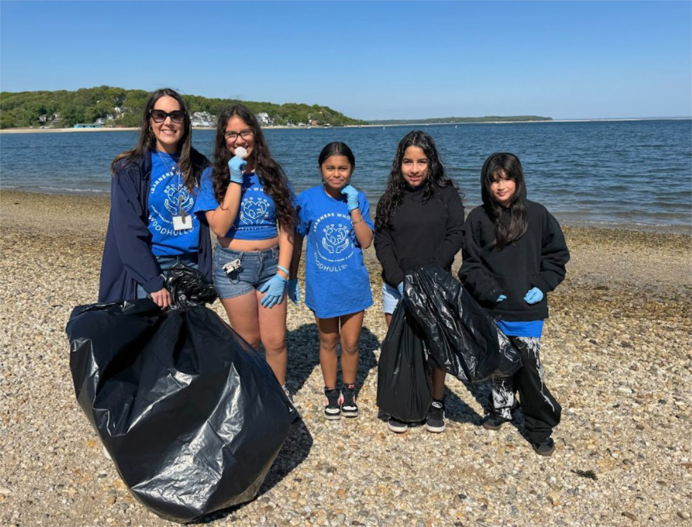 Woodhull's Learners Who LEAD at a beach cleanup 