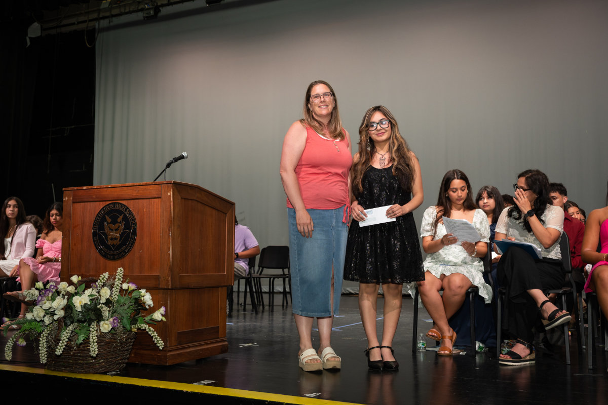  ATH President Betsy Flanagan with scholarship recipient Isabella Cruz Ponce. (Darin Reed photo.)  